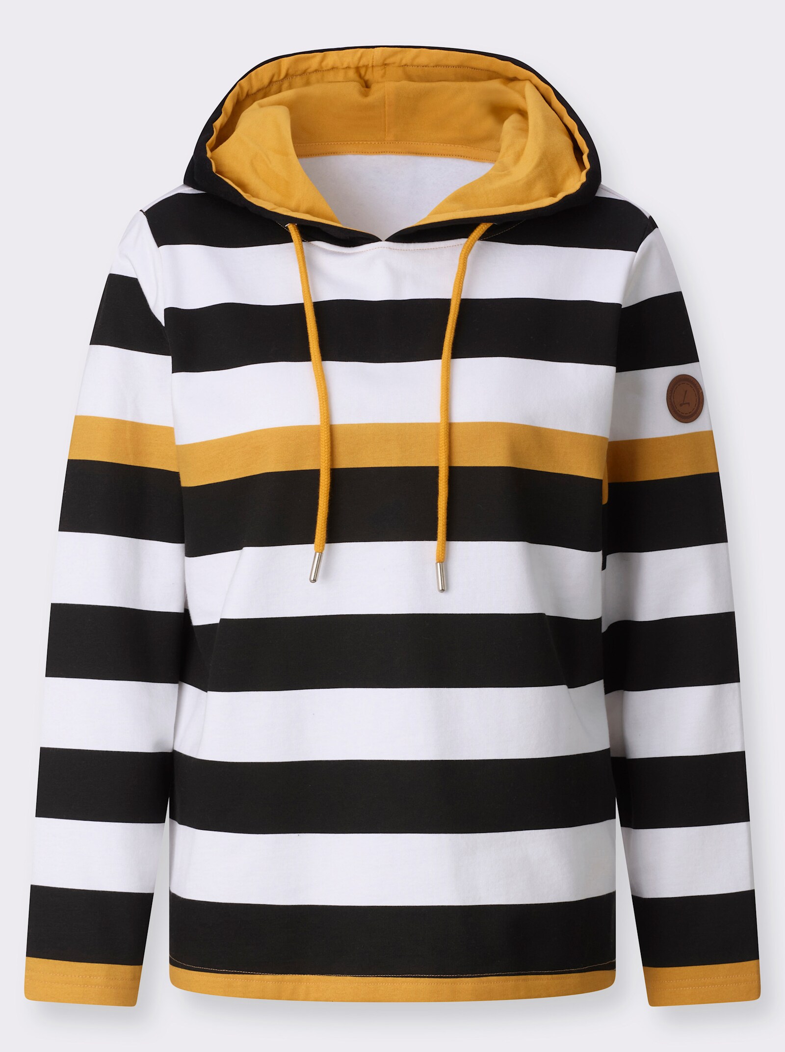 Sweatshirt in innen angerauter Qualität - ocker-schwarz-geringelt