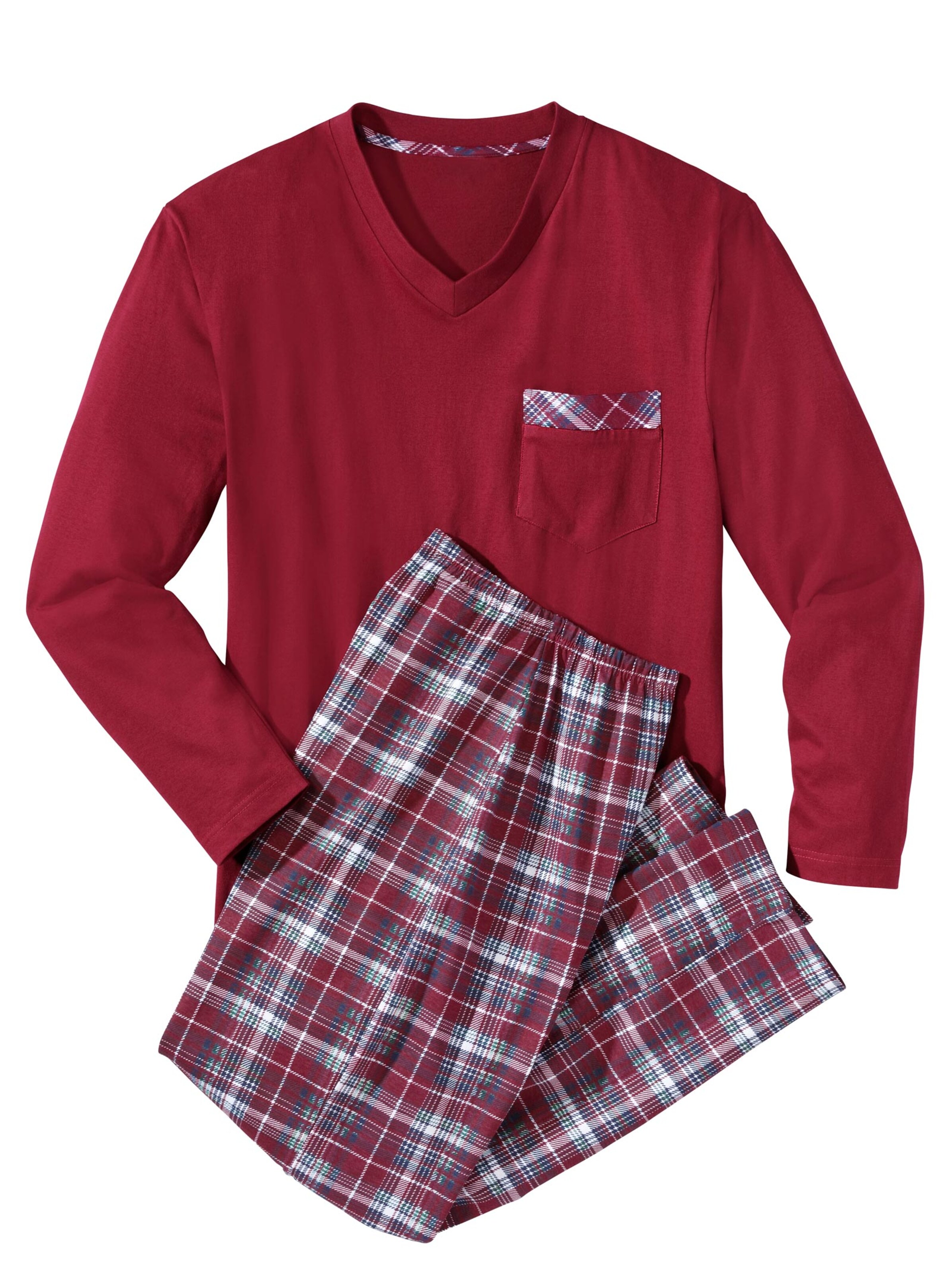 Top Ten Schlafanzug - weinrot-kariert