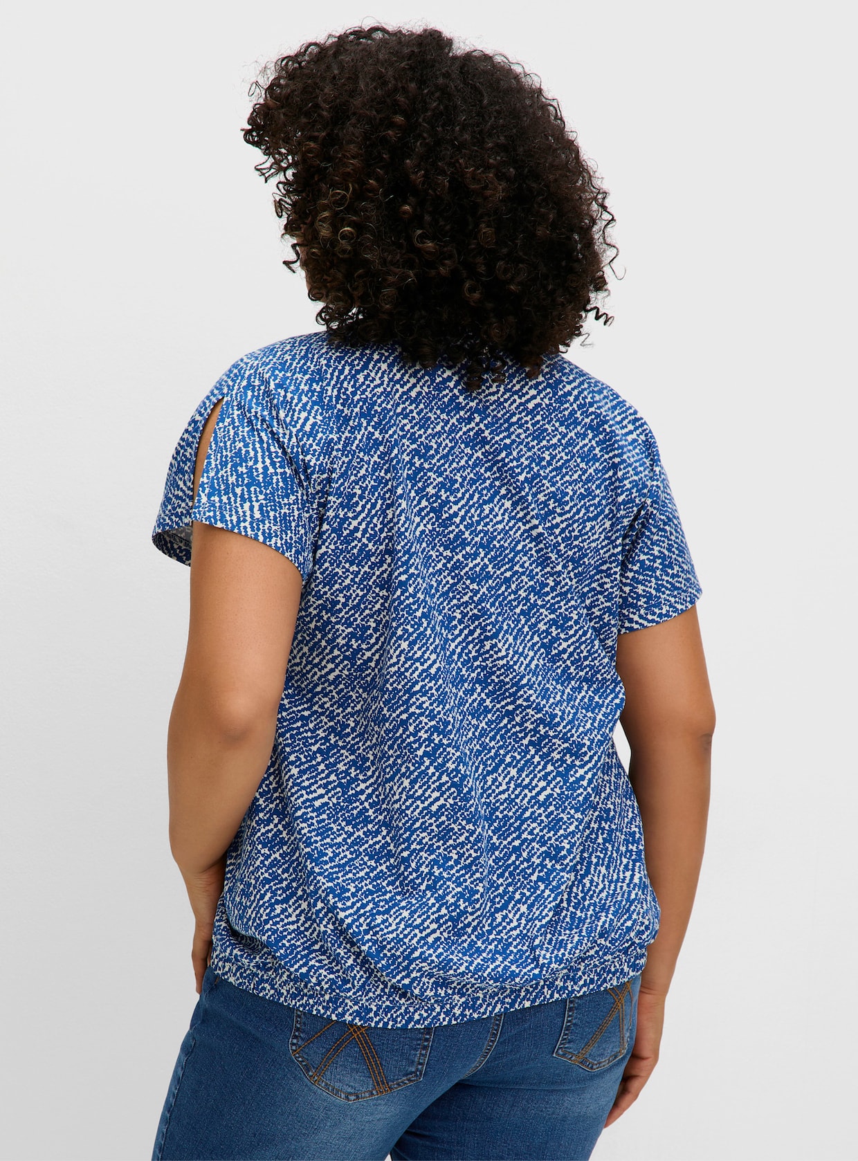 sheego V-Shirt - blaubeere-gemustert