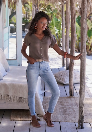 LASCANA Kurzarmshirt - taupe