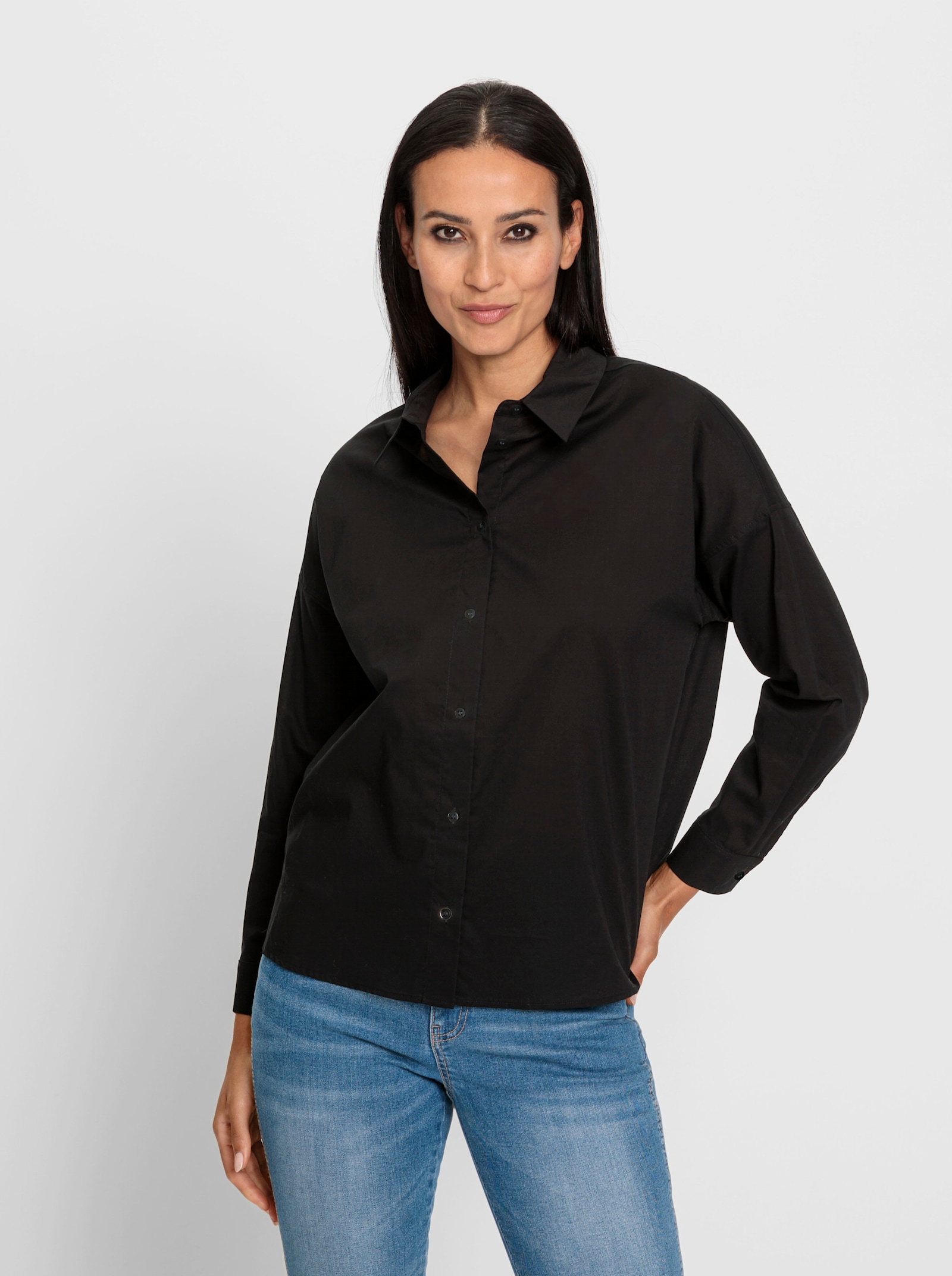 heine Hemdbluse mit Seitenschlitzen - schwarz