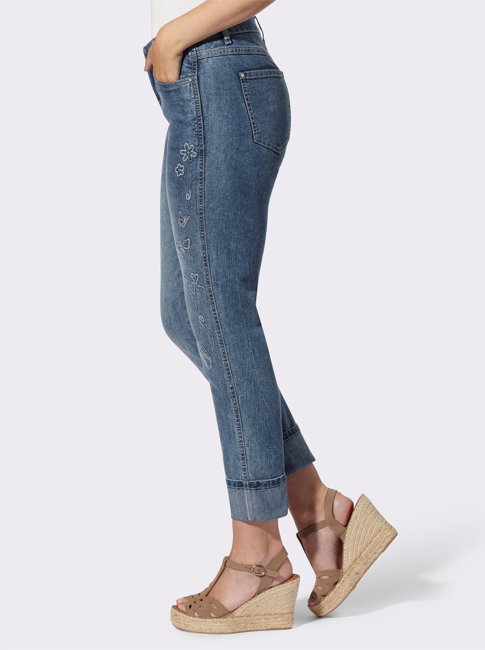 heine 7/8-Jeans mit Stickerei - blue-bleached