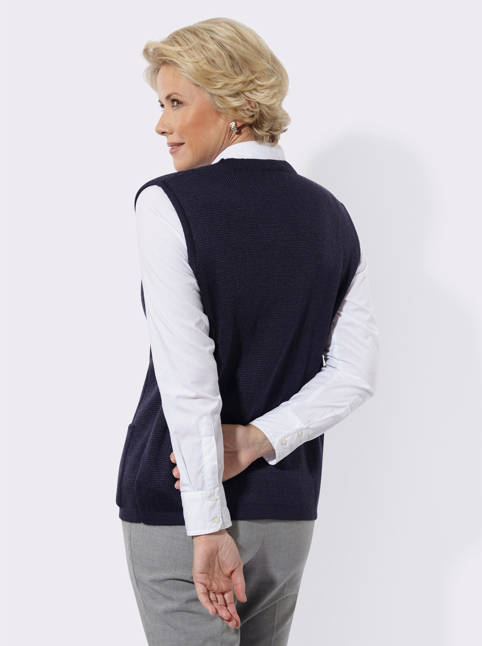 Strickweste mit Merinowolle - marine