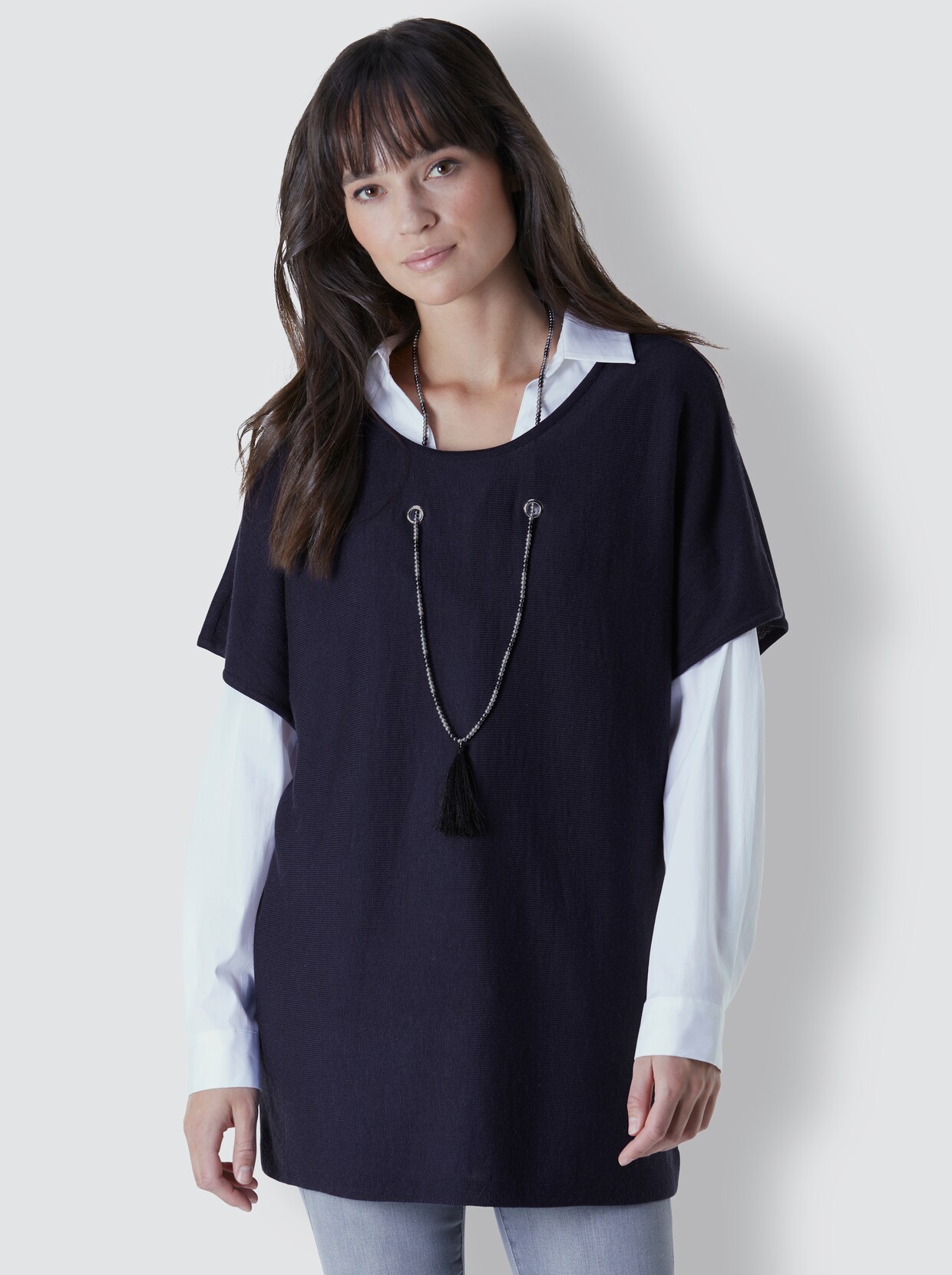 Creation L Premium Viskose-Merino-Pullunder - nachtblau