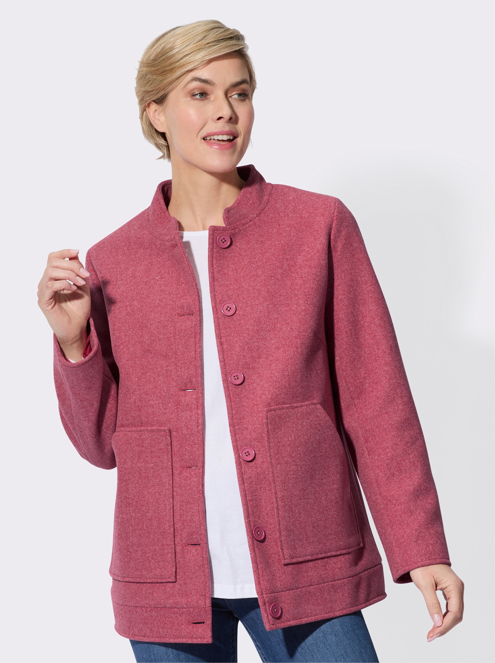 Jack met opstaande kraag - kers gemêleerd