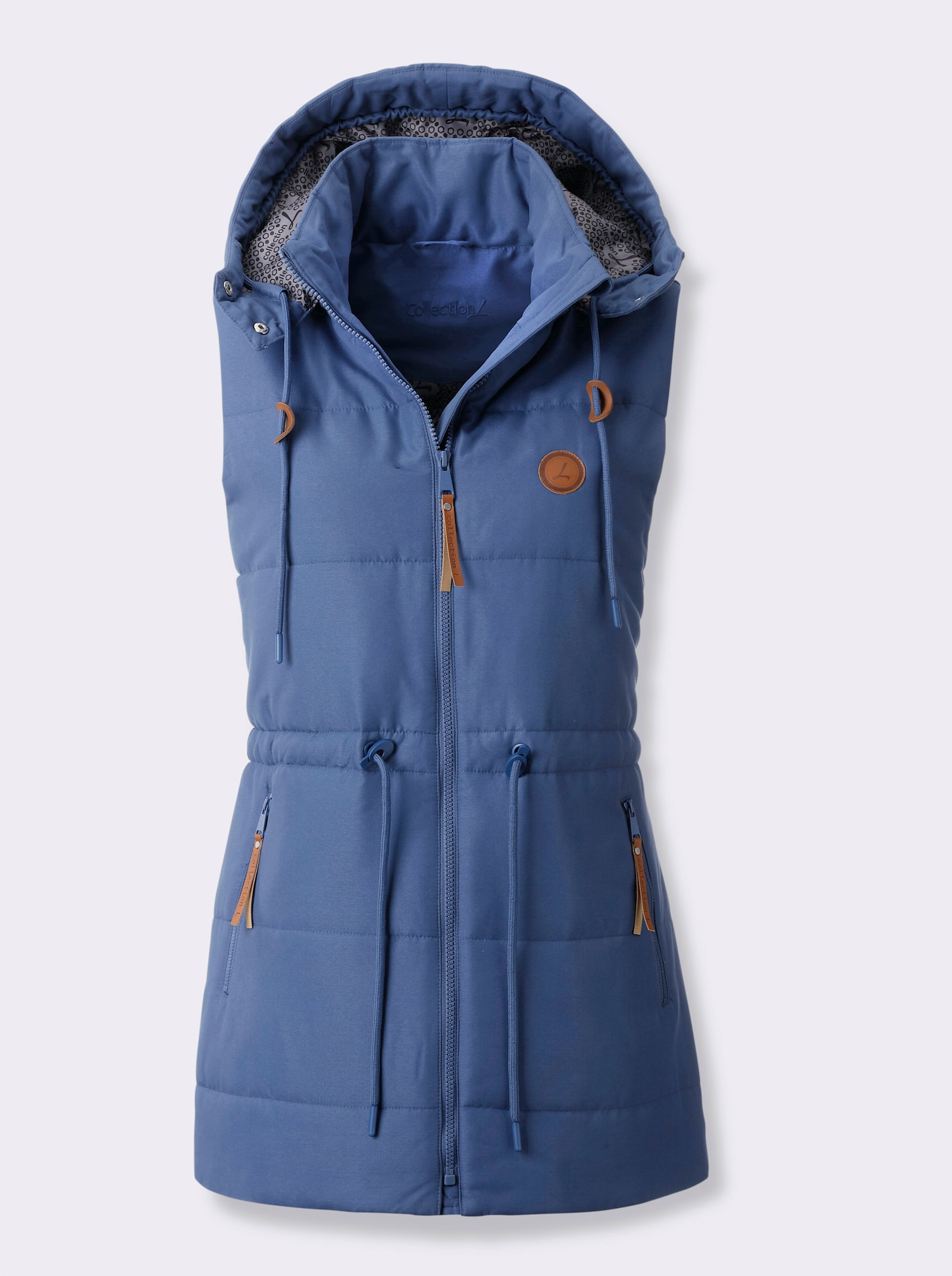 Longweste mit Taillenregulierung - jeansblau