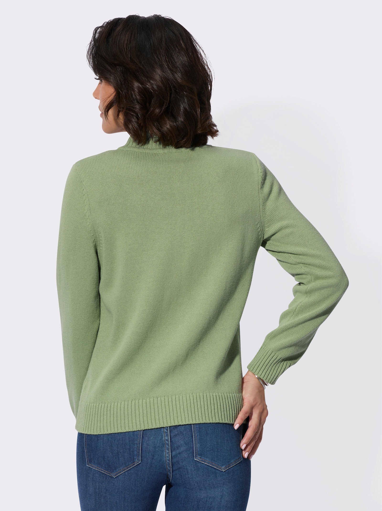Pullover mit Strickmuster im Vorderteil - eucalyptus
