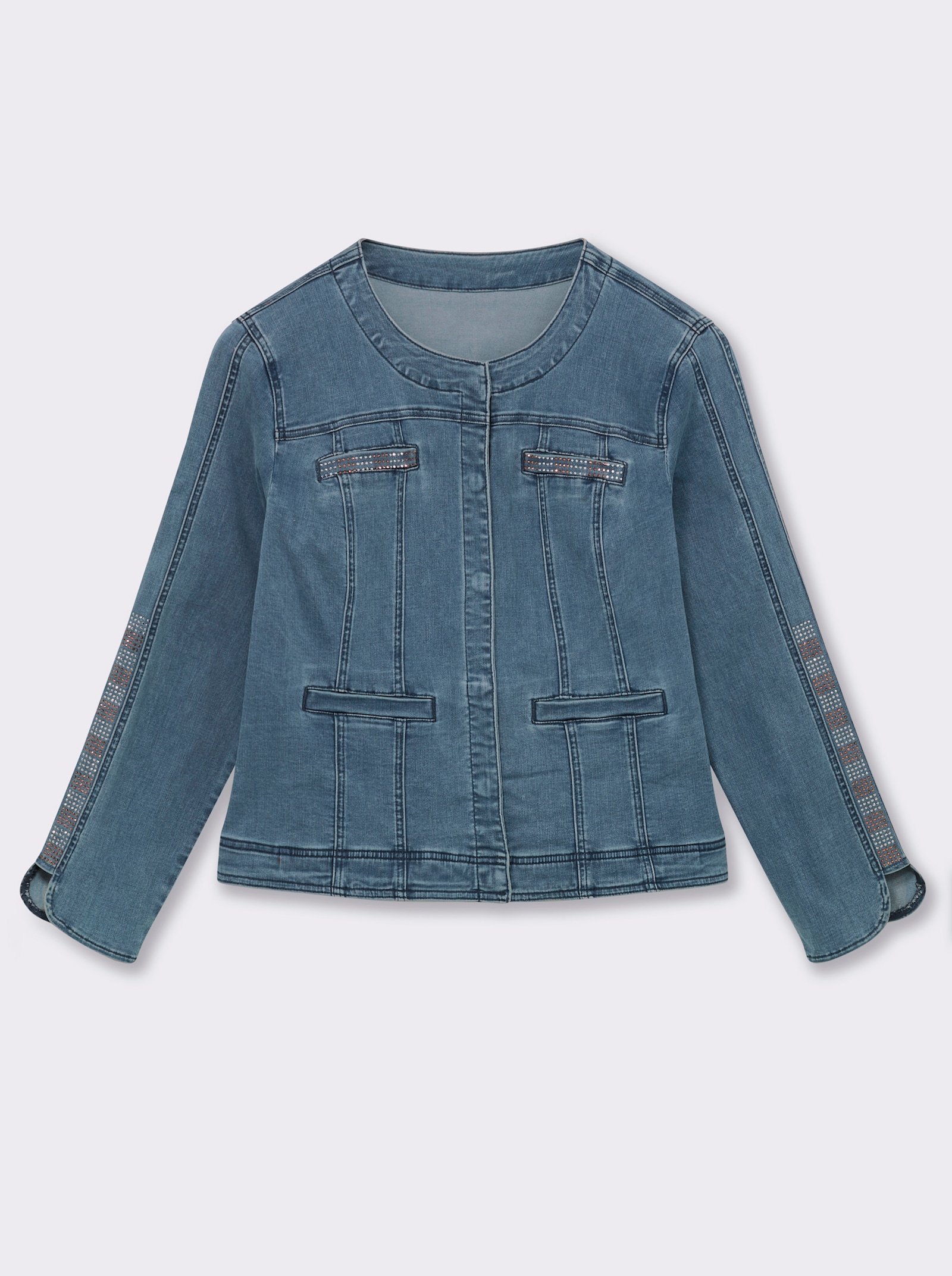Jeansblazer mit glitzernden Details - blue-bleached