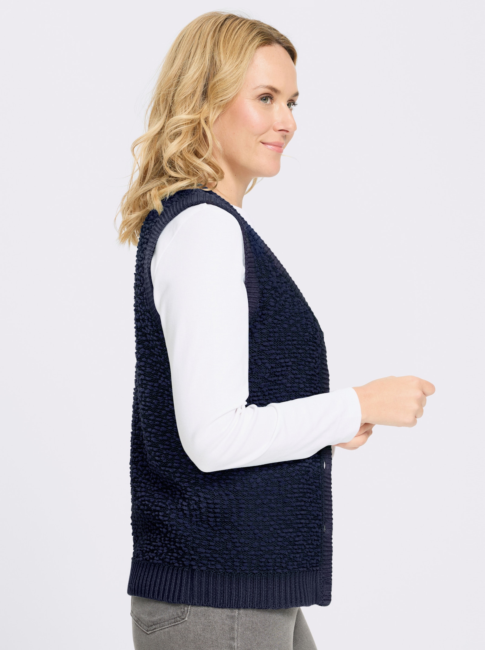 Strickweste aus Effektgarn - marine