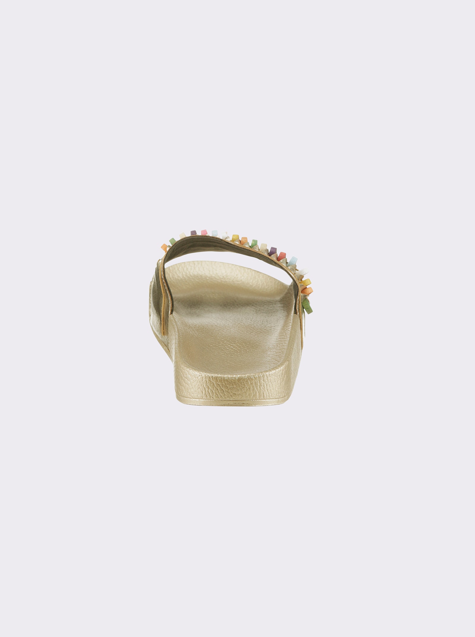 airsoft modern+ Pantolette mit mehrfarbiger Applikation - goldfarben