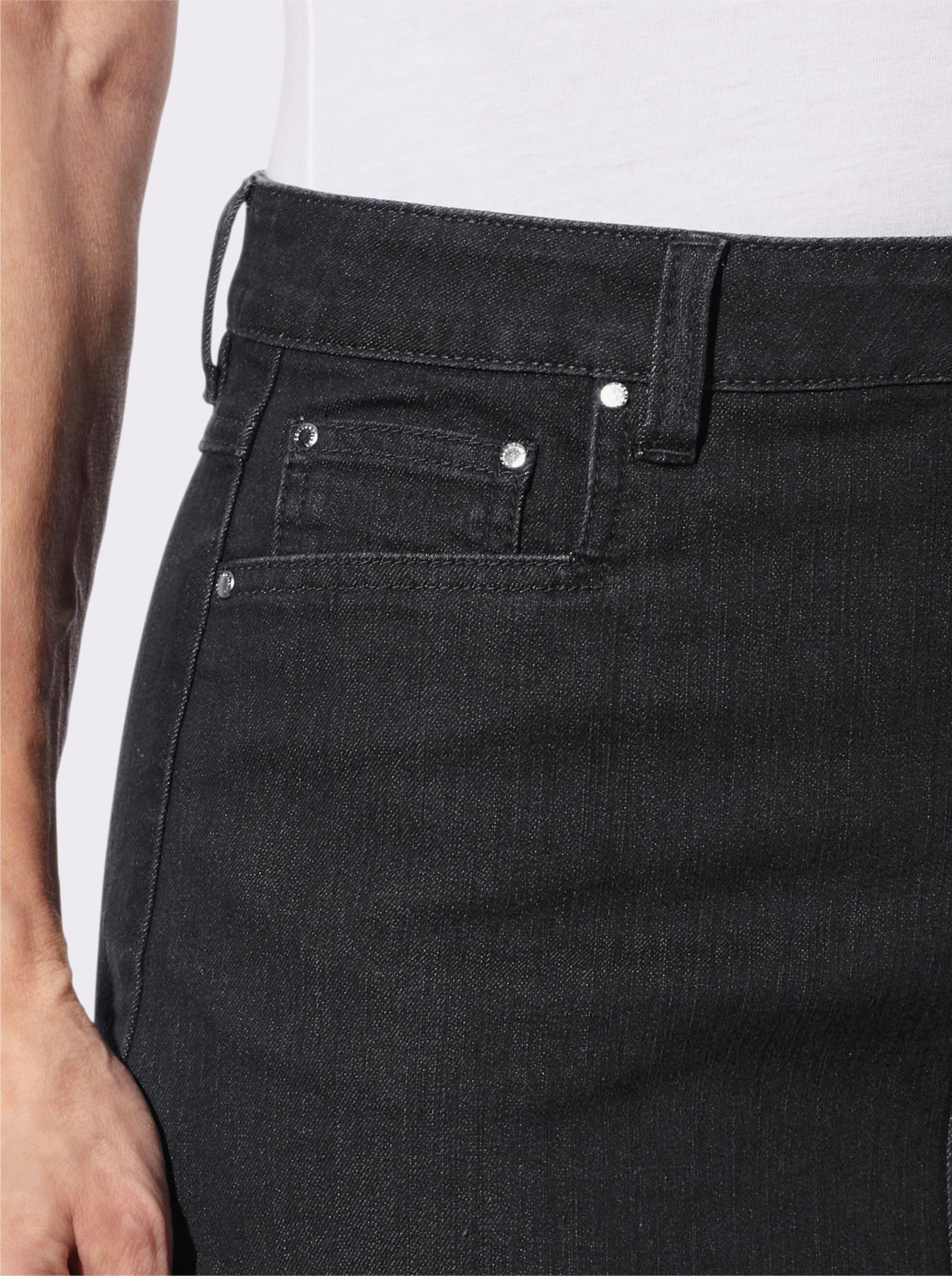 Jeansrock mit verdecktem Gehschlitz, wärmend - black-denim