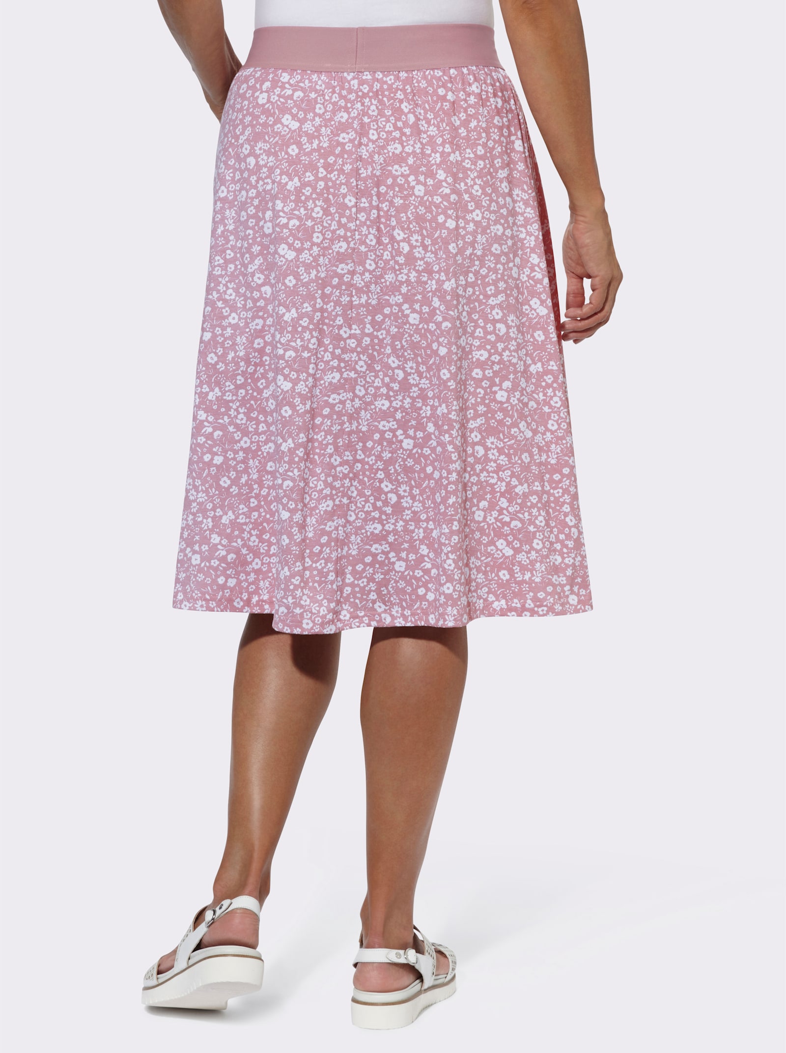 Jerseyrock im Doppelpack - mauve + mauve-weiß-bedruckt