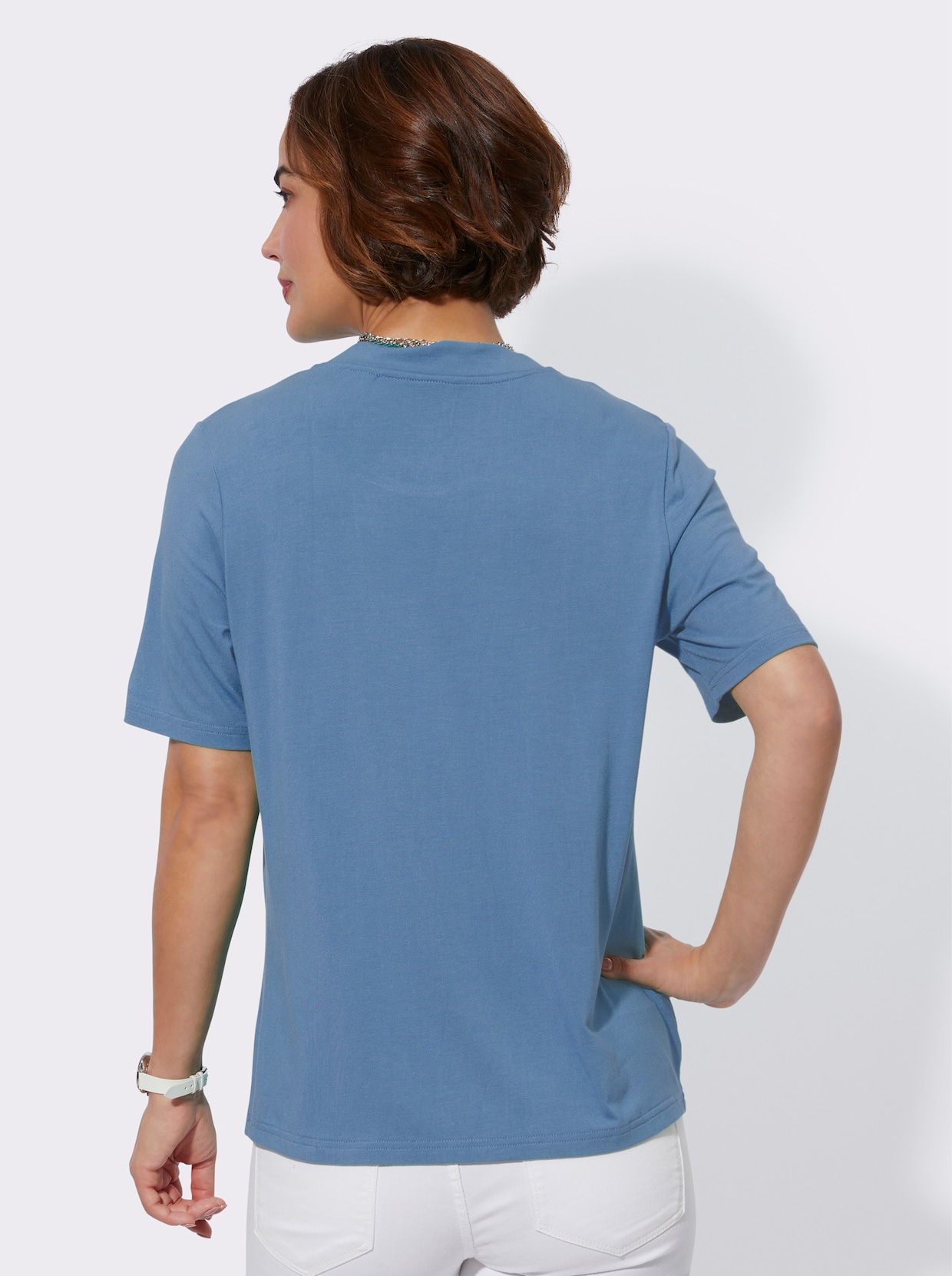 2-in-1-shirt - middenblauw