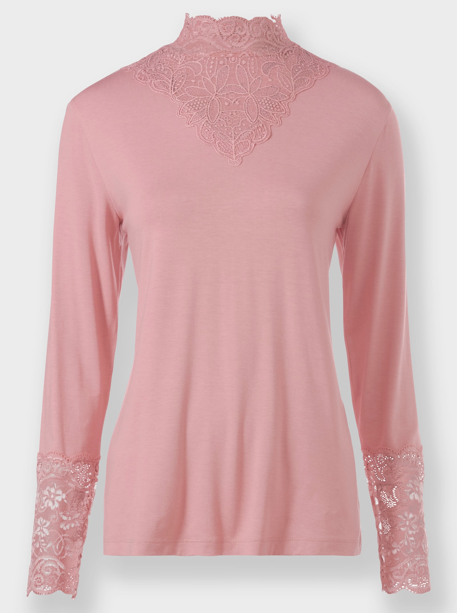 Shirt met lange mouwen en elastisch sierkant - rozenkwarts