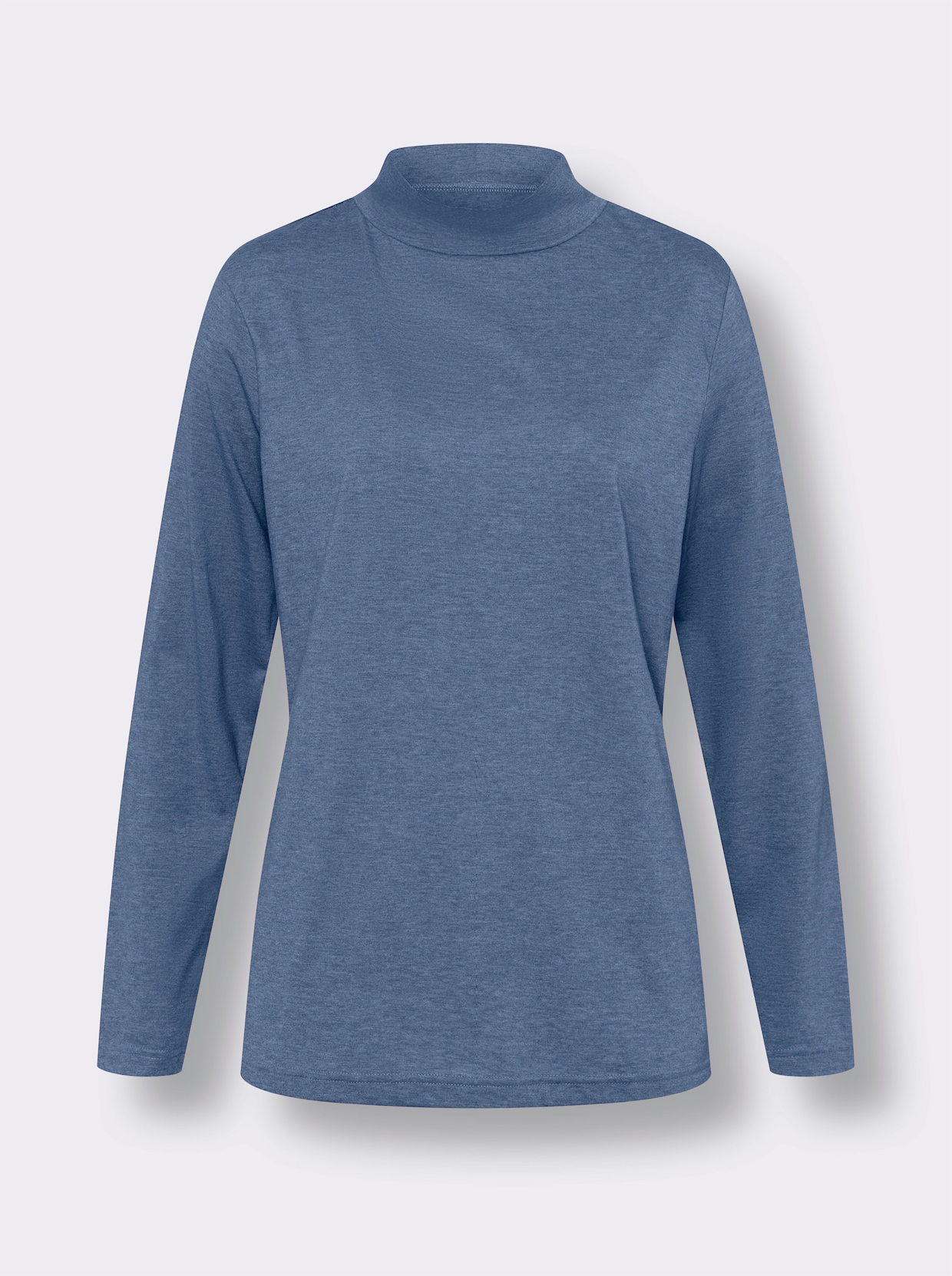 Stehkragenshirt - jeansblau-meliert