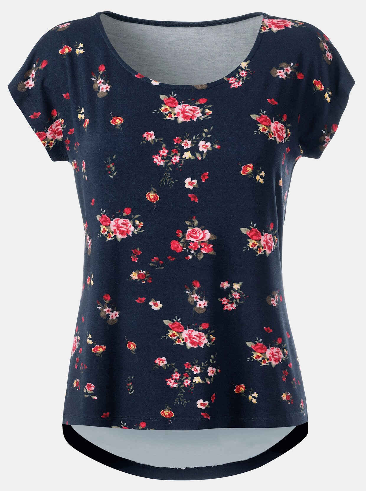 T-shirt à encolure ronde - marine-à fleurs