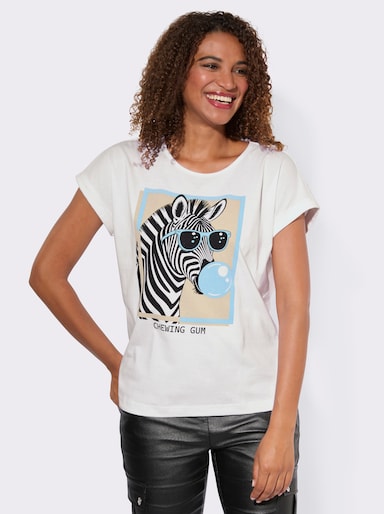 Shirt mit Zebra-Motiv - weiß-schwarz-bedruckt