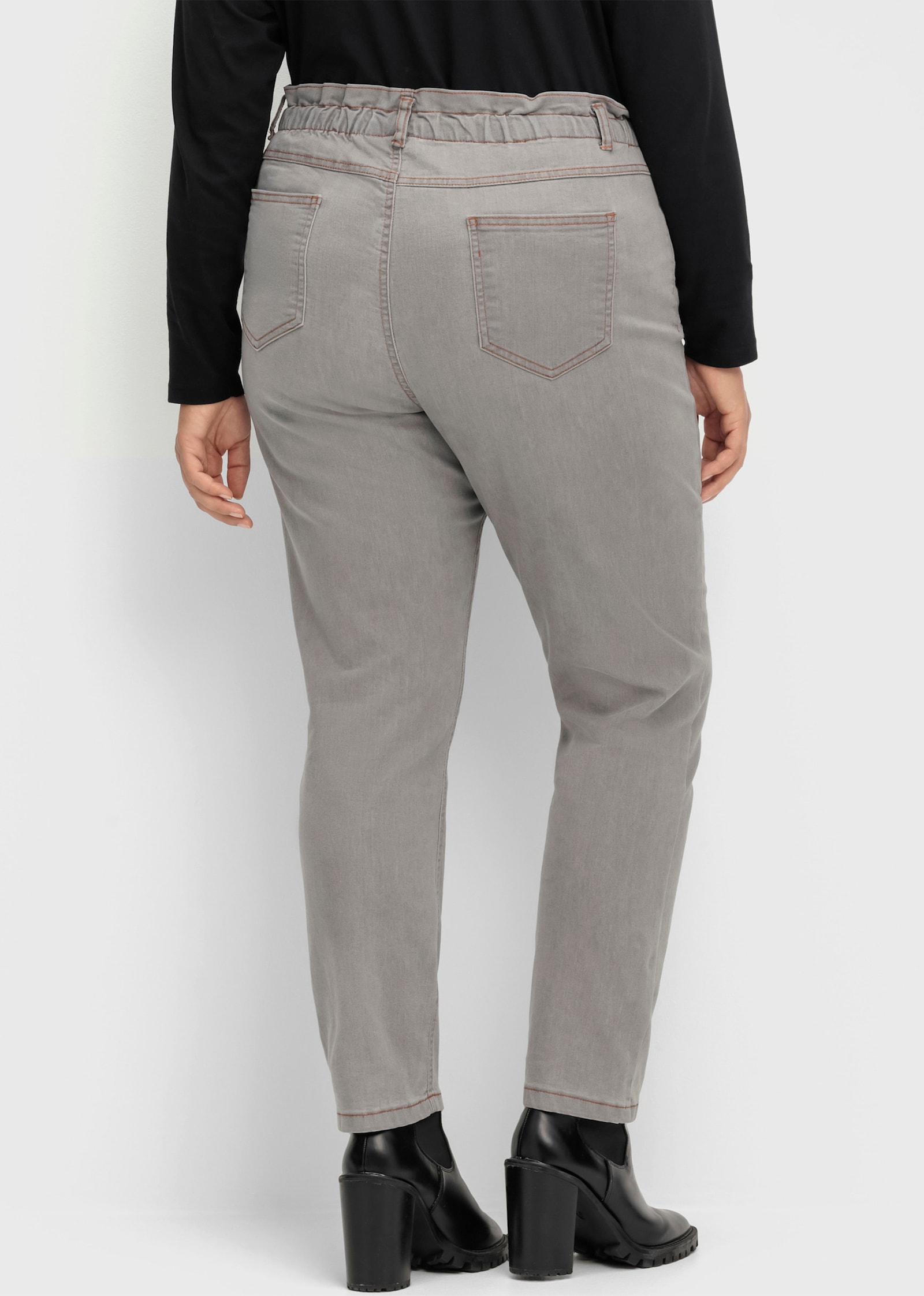 Jeans im Paperbag-Schnitt - grey-denim