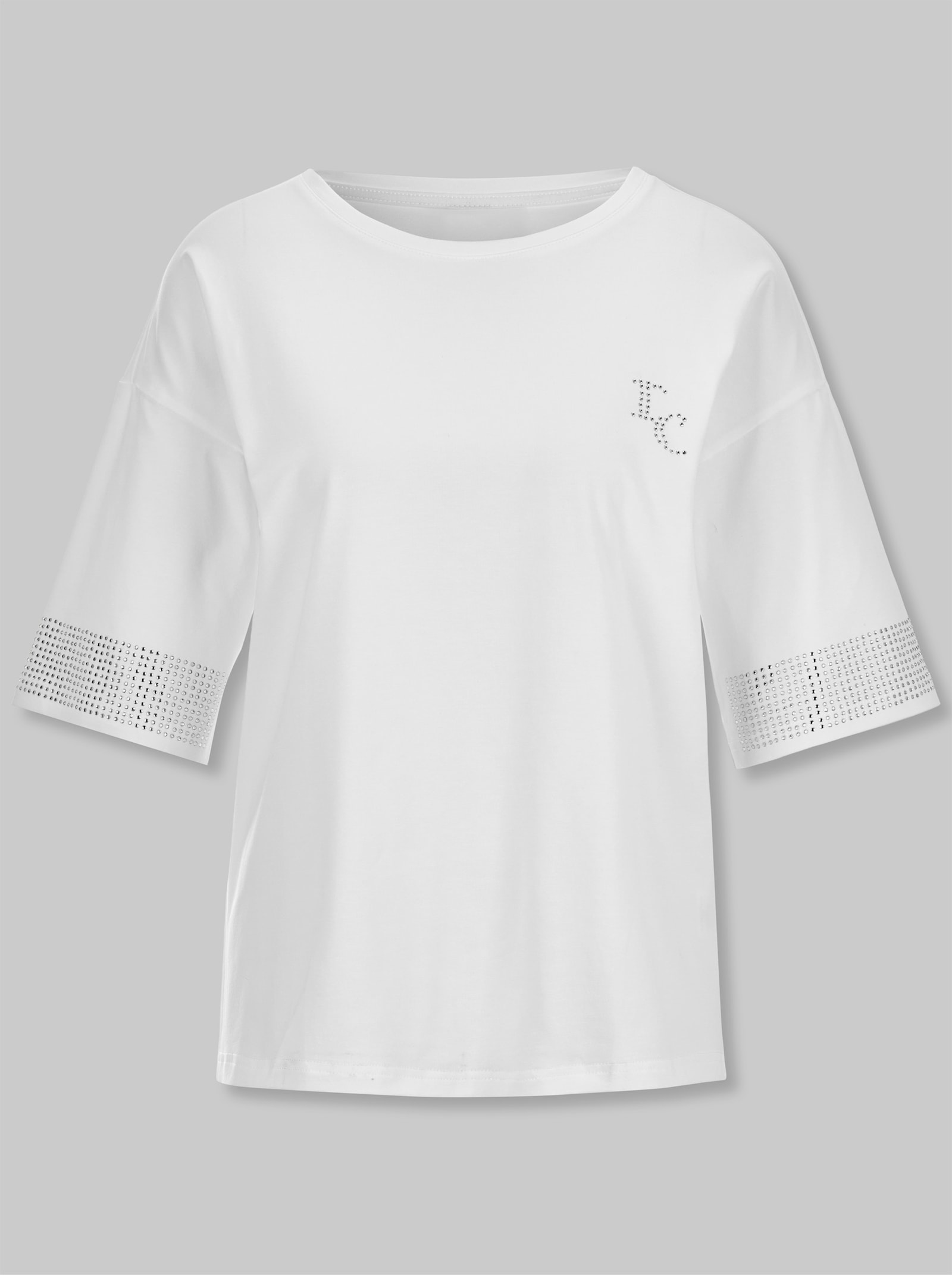 heine Kurzarmshirt mit Ziersteinchen - ecru-bedruckt