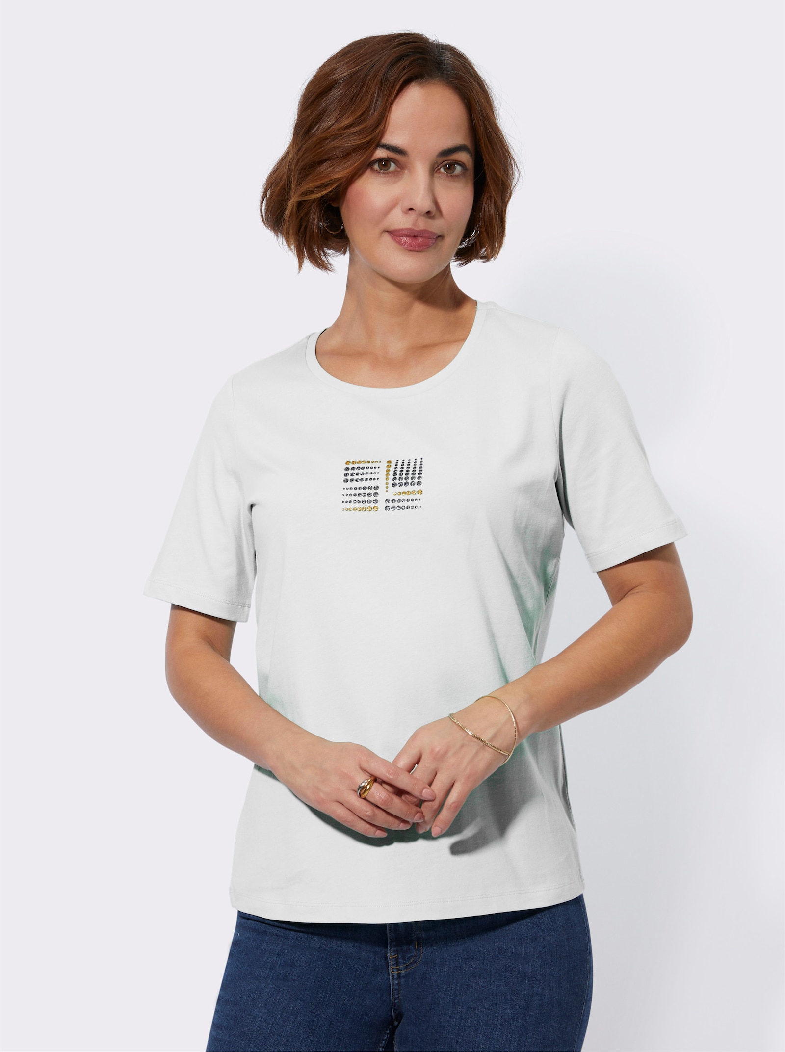 Kurzarmshirt aus reiner Baumwolle - ecru