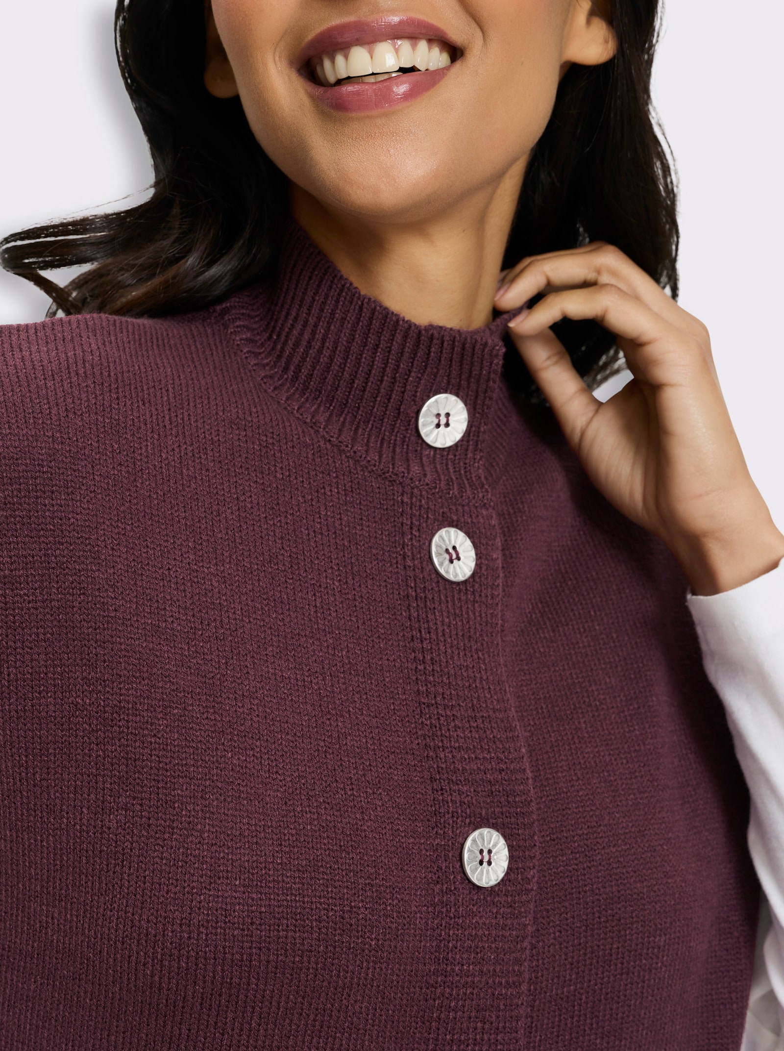 Longstrickjacke mit überschnittenen Schultern - burgund