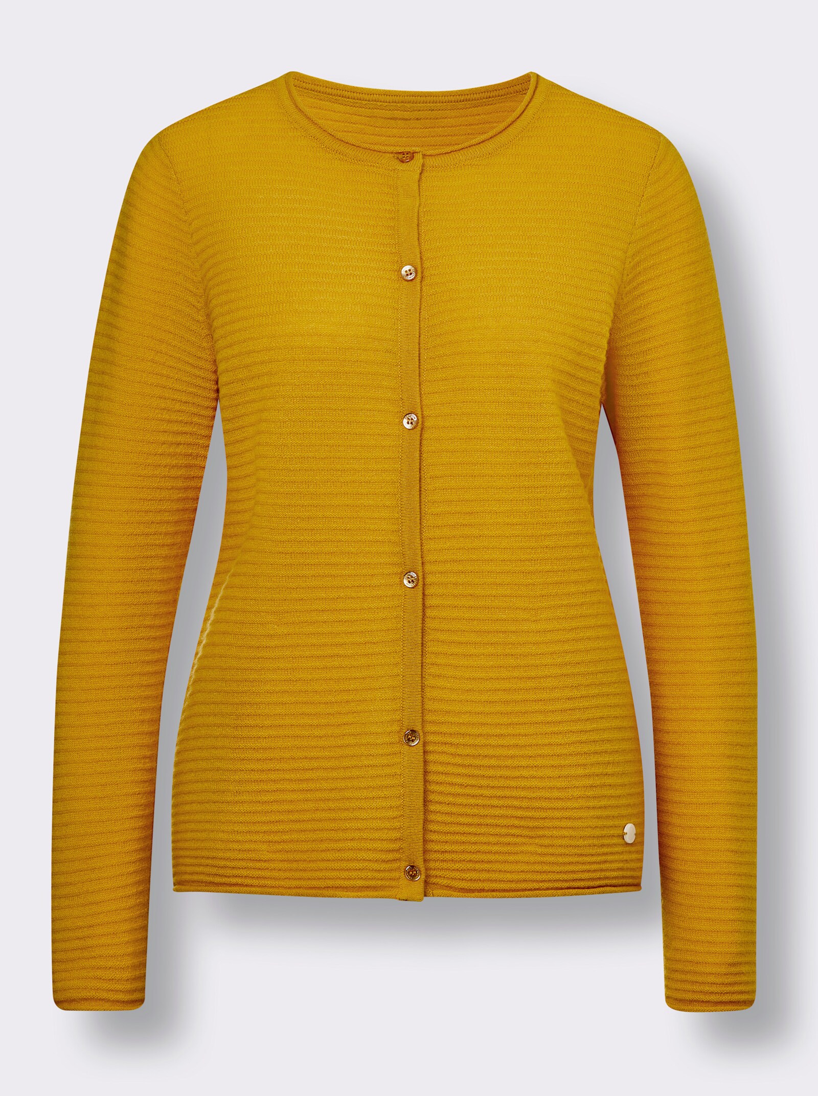 CREATION L PREMIUM Vest van kasjmier met fijne rolranden - oker