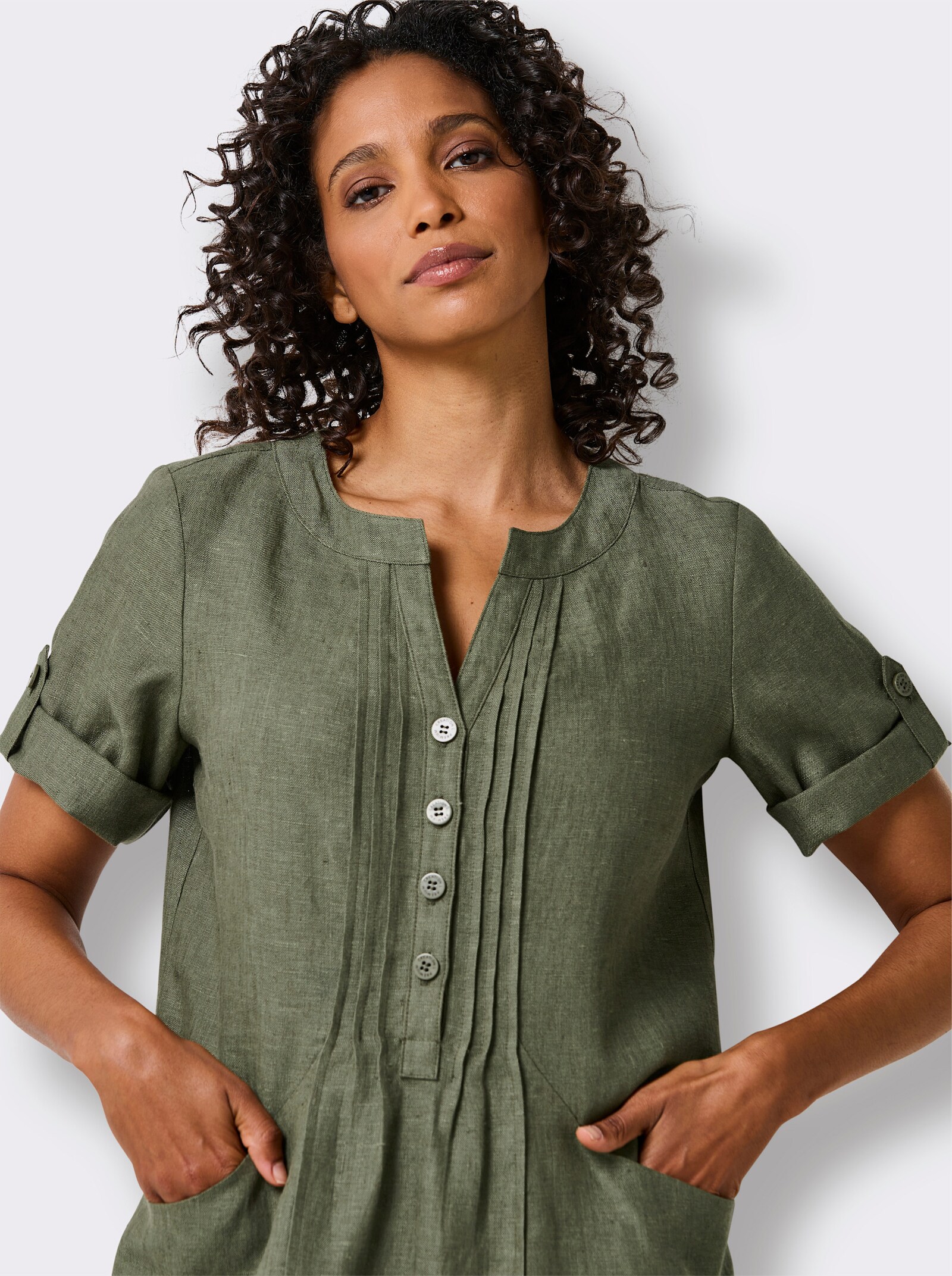 CREATION L PREMIUM Sommerkleid - khaki-meliert