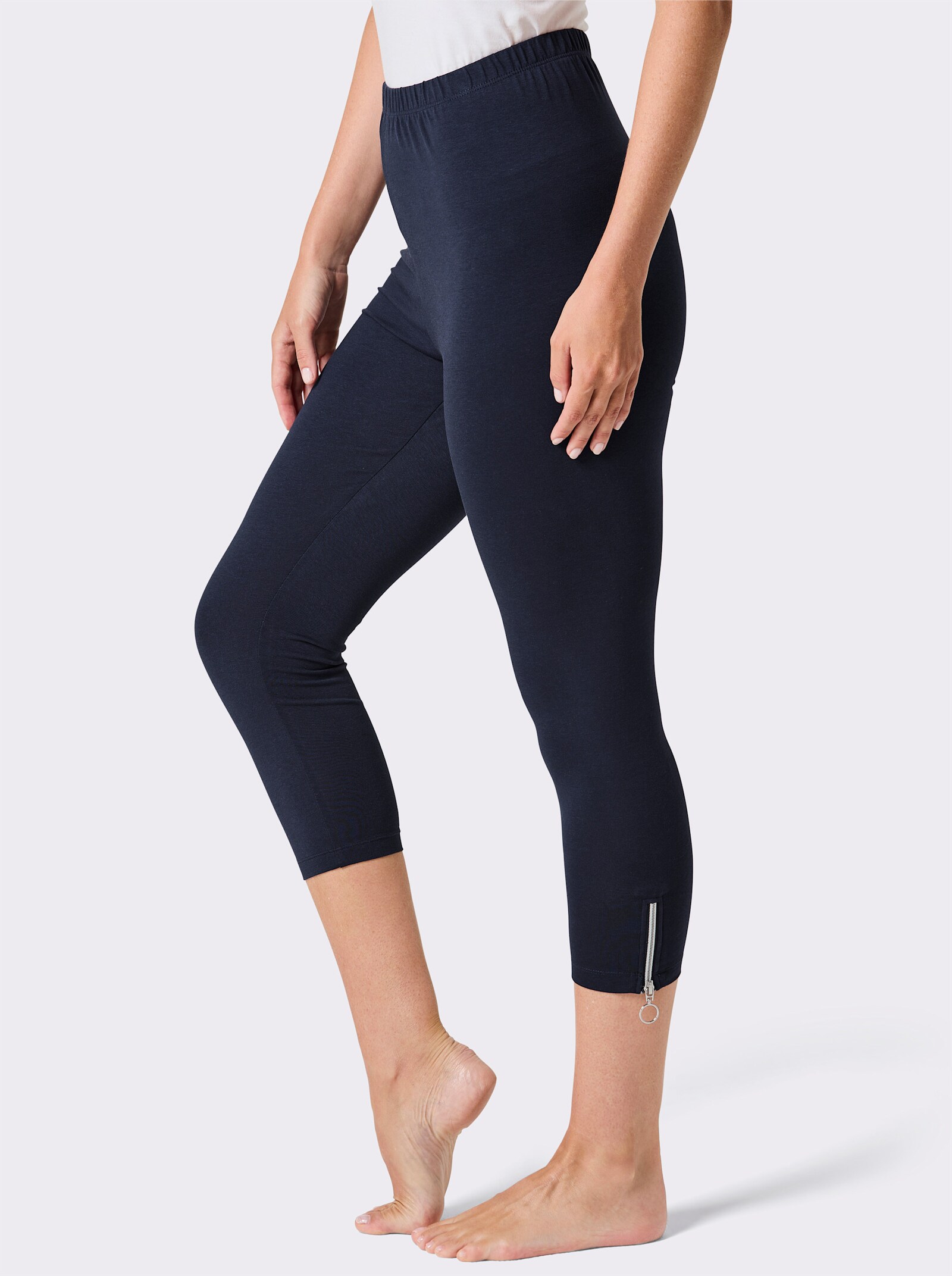 feel good Leggings 3/4-lang - schwarz + marine