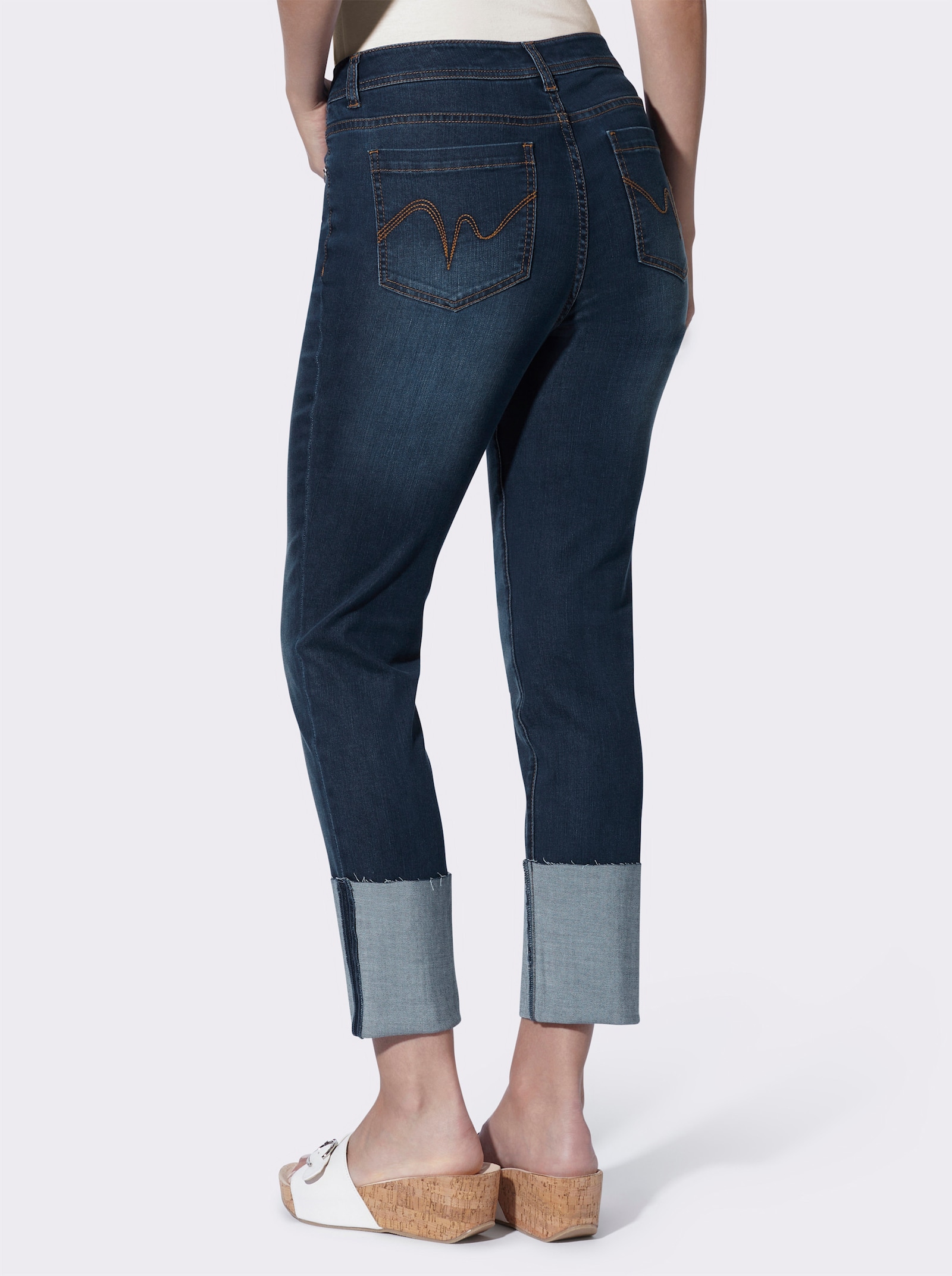 heine 7/8-Jeans mit hohem Beinaufschlag - blue-stone-washed
