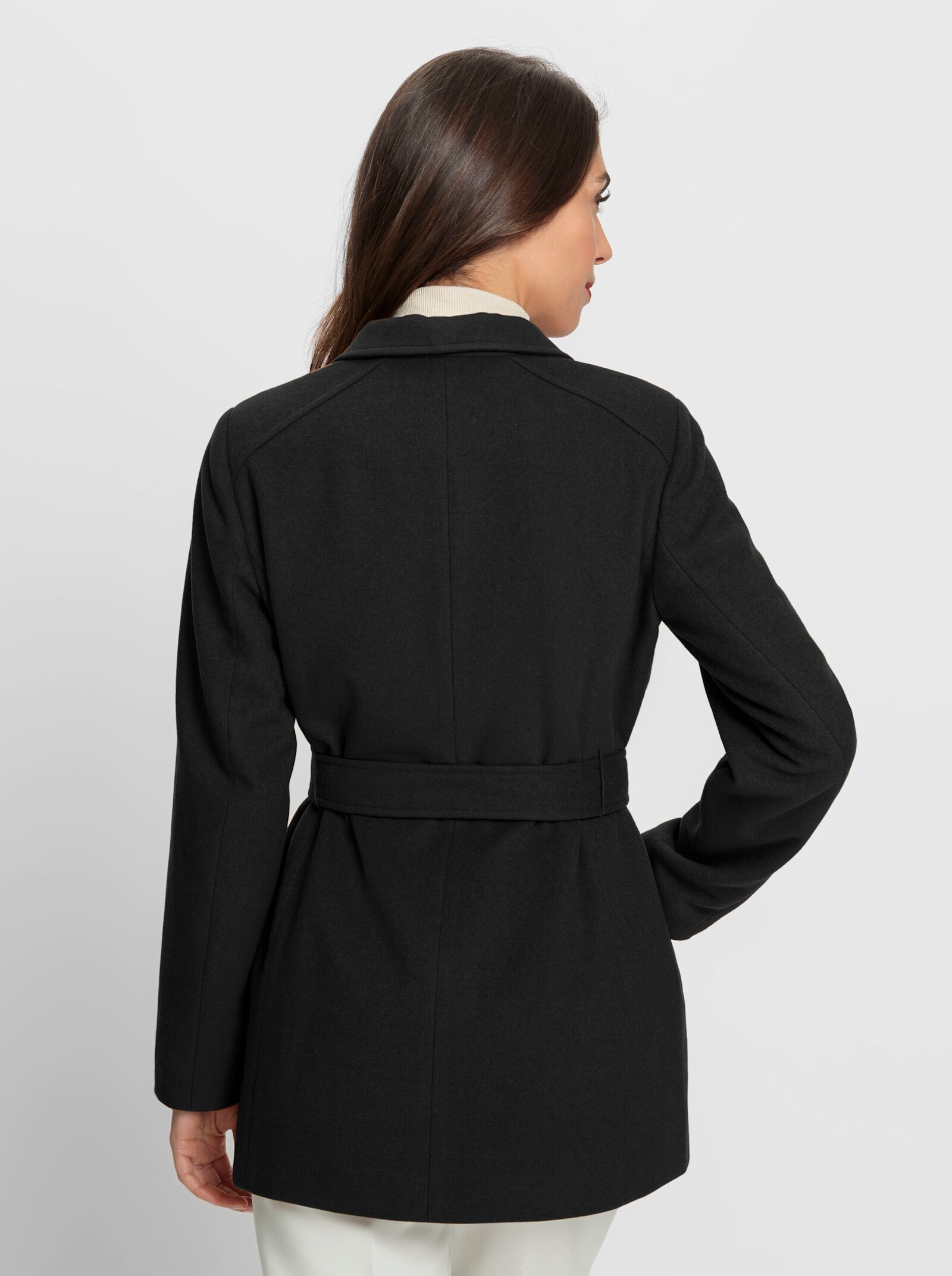 heine Winterjas met drukknopen - zwart