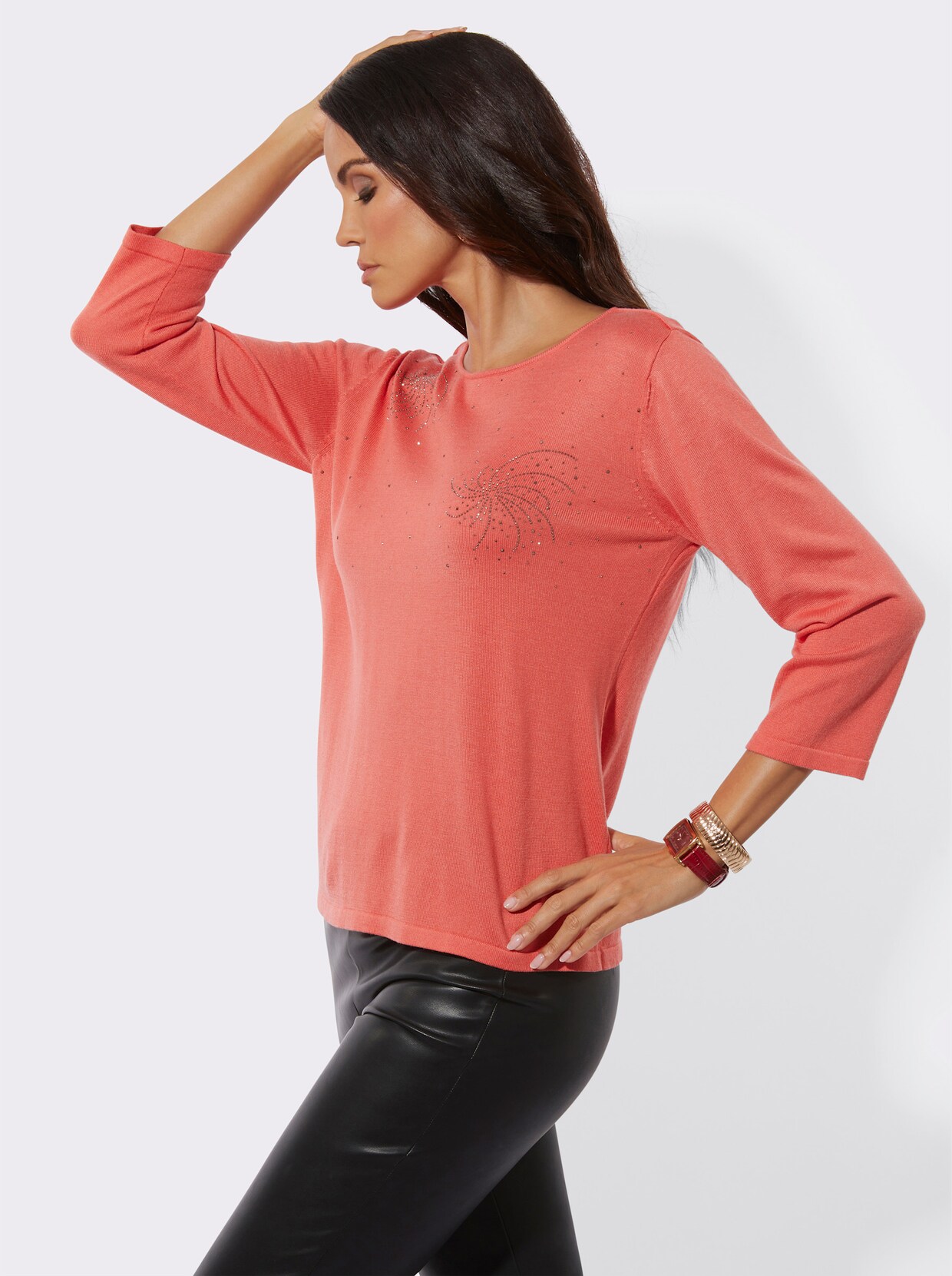 Feinstrickpullover - koralle