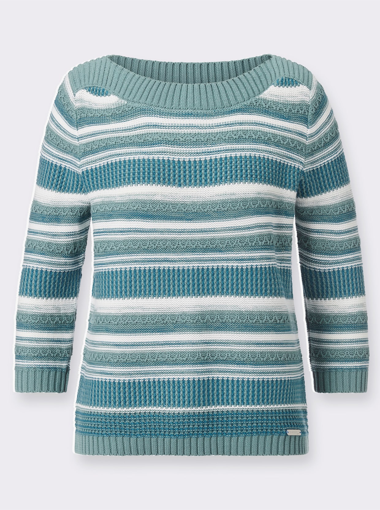 Pullover - jade-ecru-gestreift