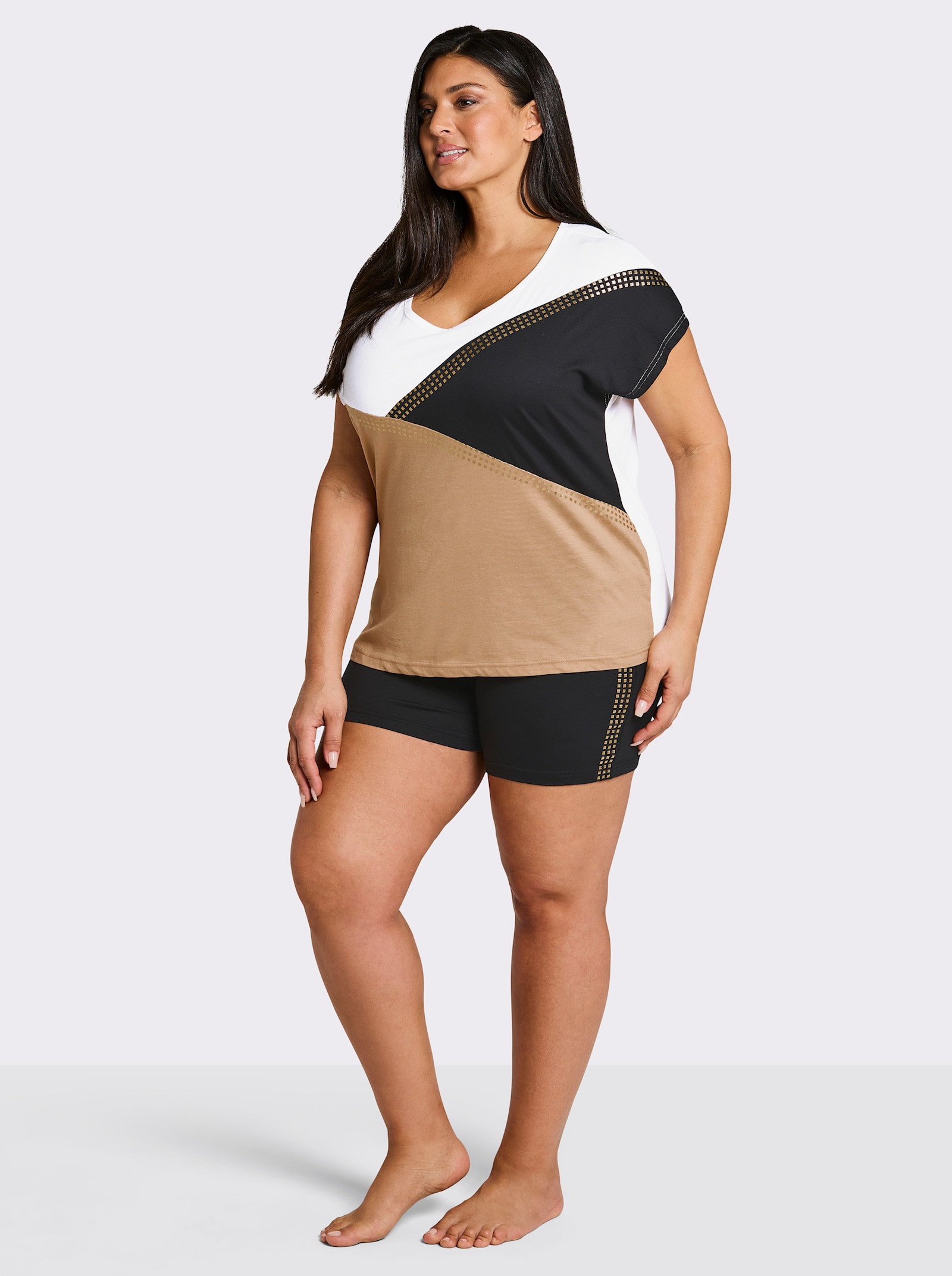 wäschepur Shortys mit Grafik-Muster - camel-schwarz + ecru-camel