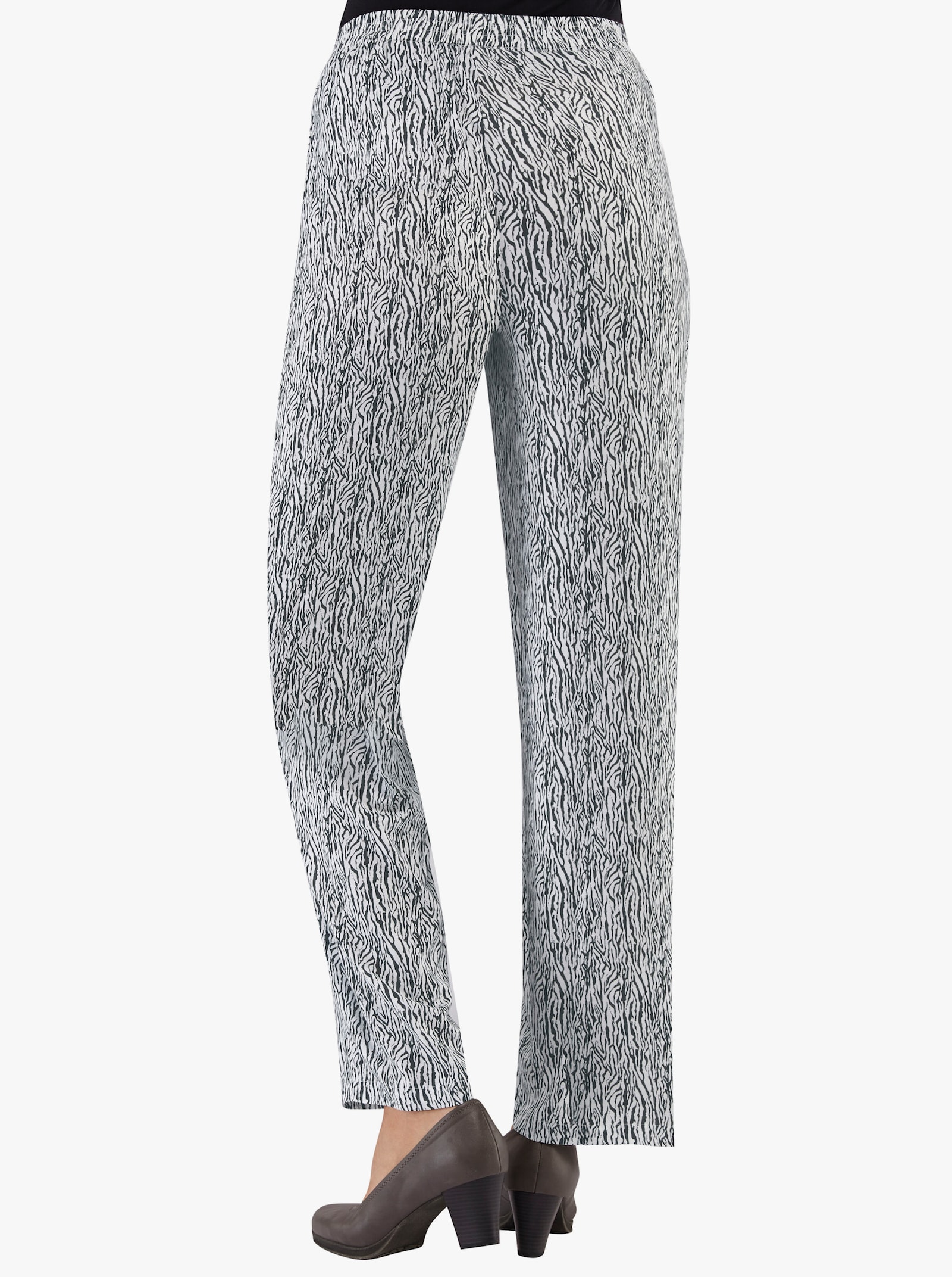 Navlékací kalhoty s podílem viskózy - černý zebří vzor