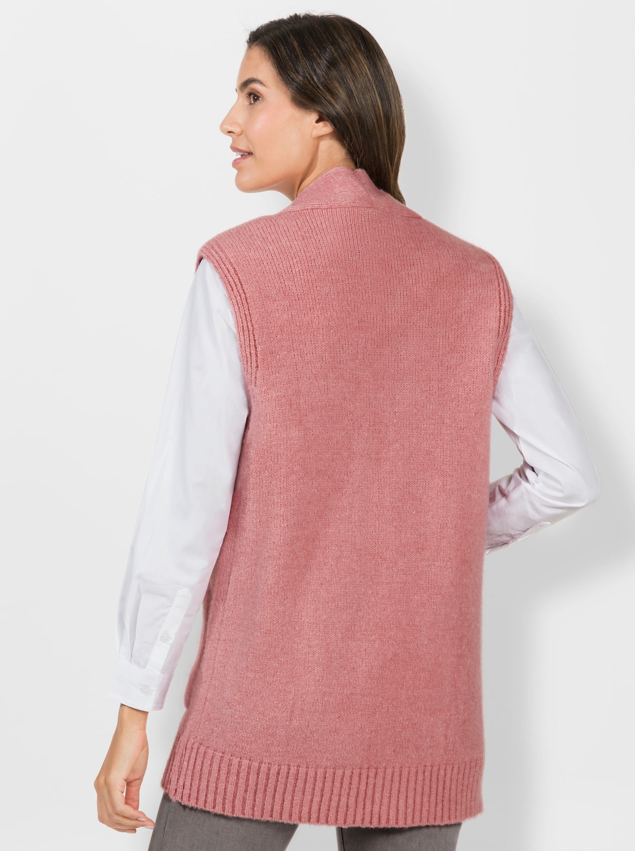 Gilet long - quartz rose chiné