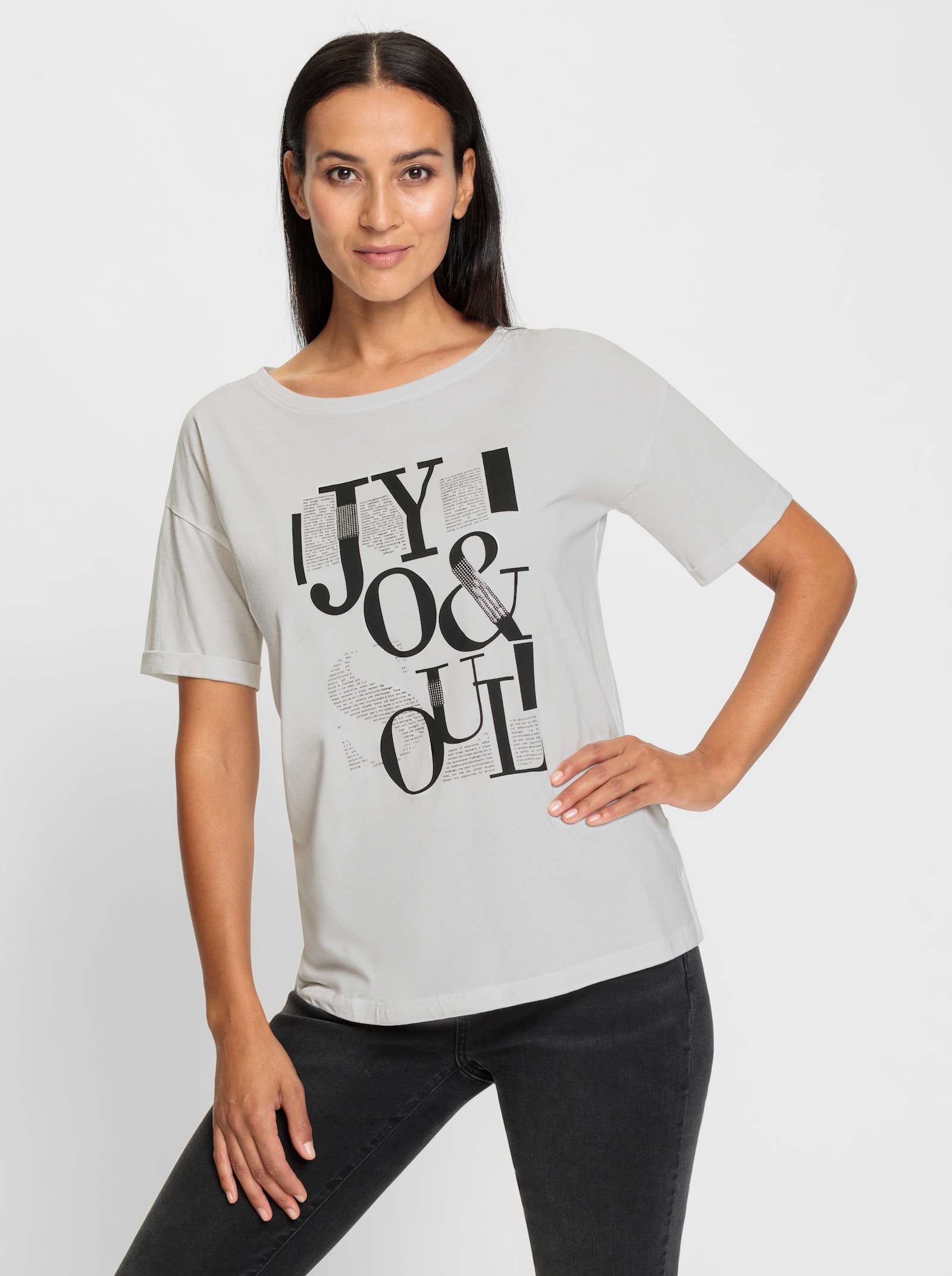 heine Print-Shirt mit Pailletten - ecru