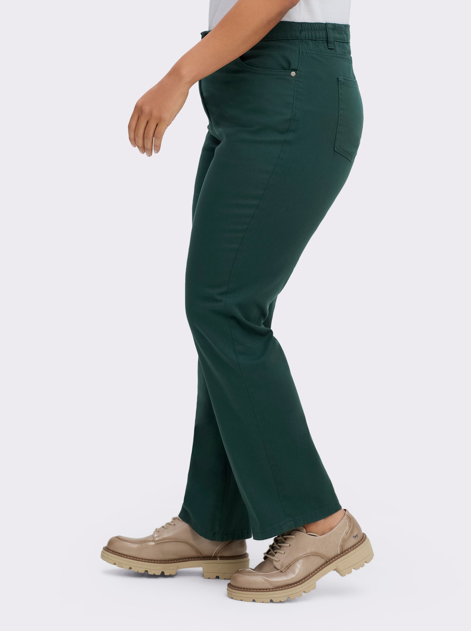 Stretch-Hose mit Nieten an den Taschen - tannengrün