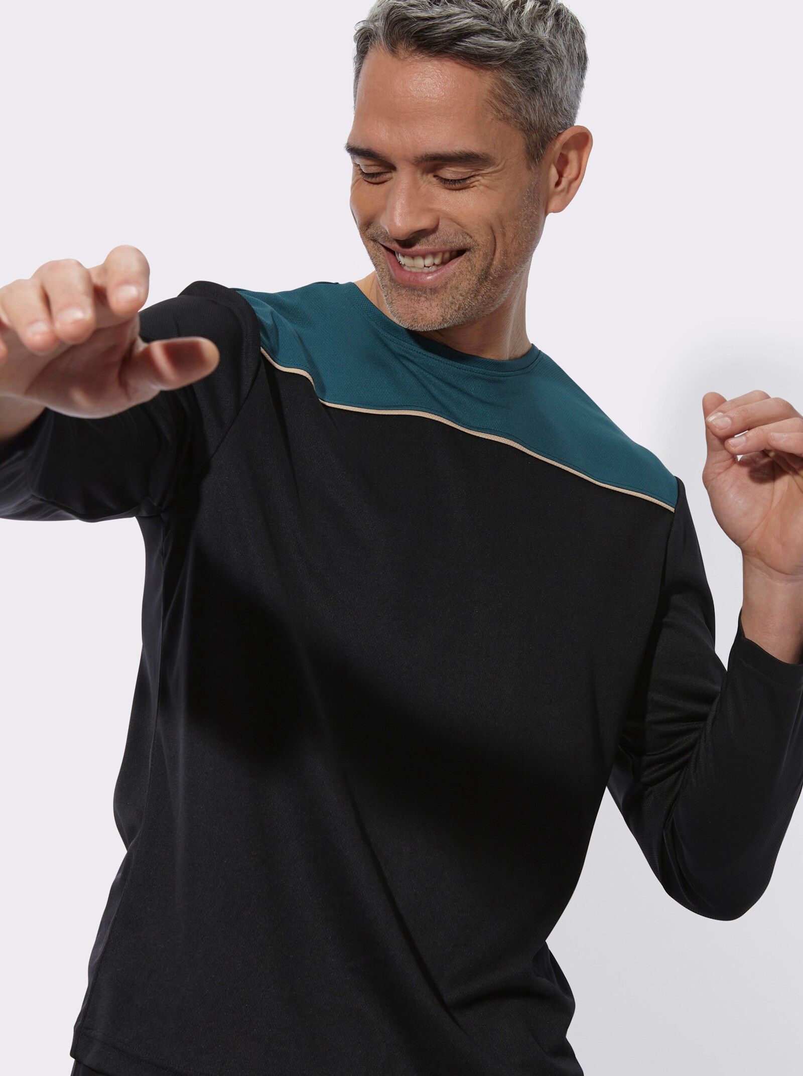 Freizeitshirt in atmungsaktiver Qualität - petrol-schwarz