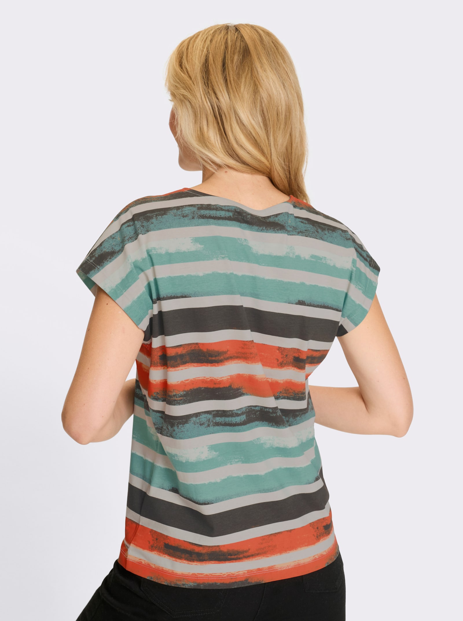 Tričko, okr.výstr., far. pr. - Grafitovo-svetlosivá potlač