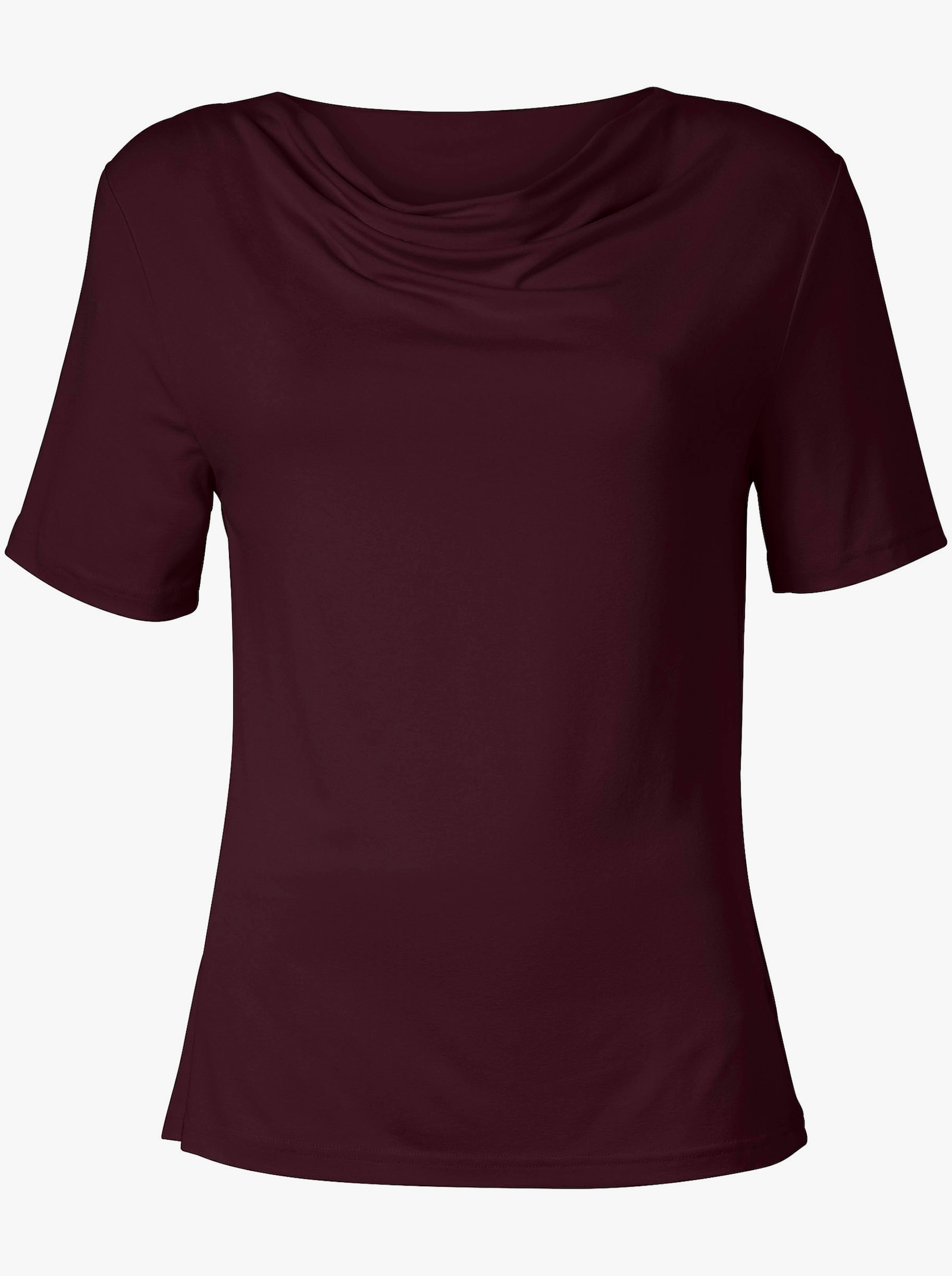 Shirt met cascadehals en korte mouwen - bordeaux