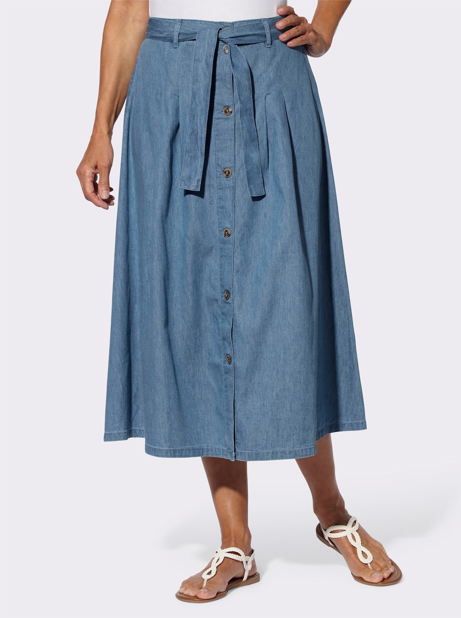 Jeansrock in ausgestellter Form - blue-bleached