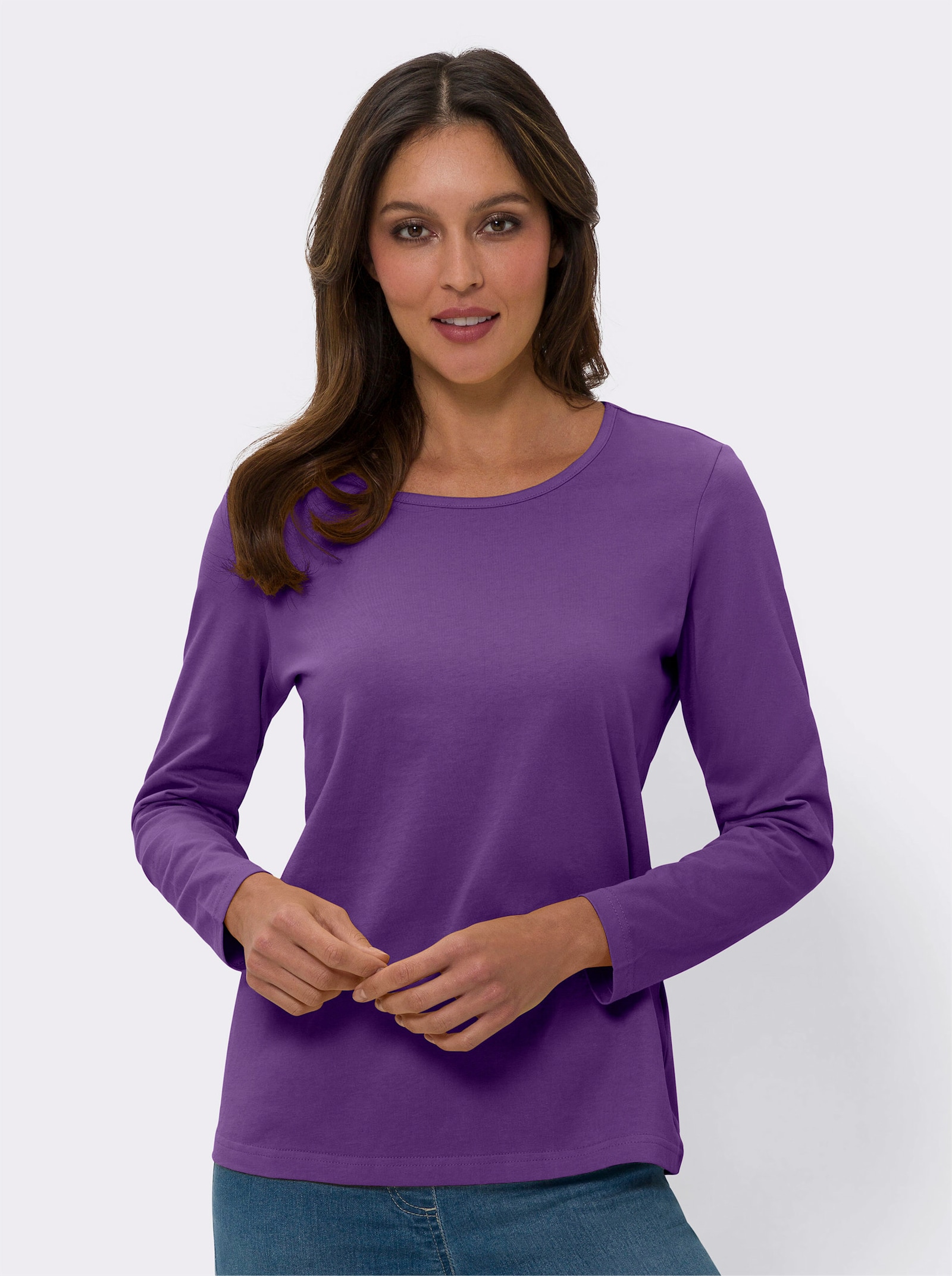 Langarmshirt in reiner Baumwolle - lila