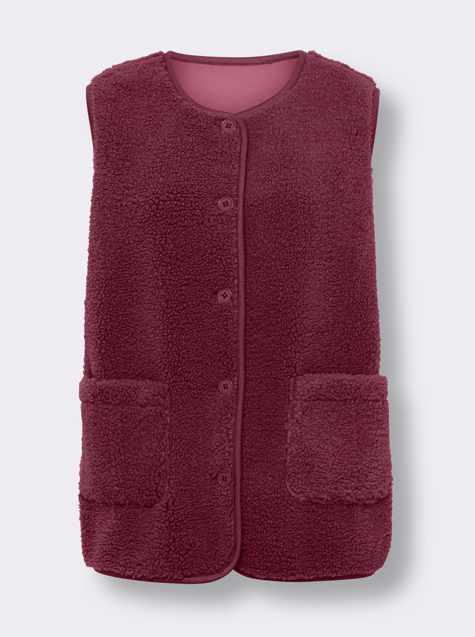 Fleeceväst med knappar - malva
