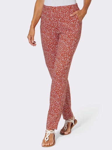 Schlupfhose mit Punktedessin - rostrot-weiß-bedruckt