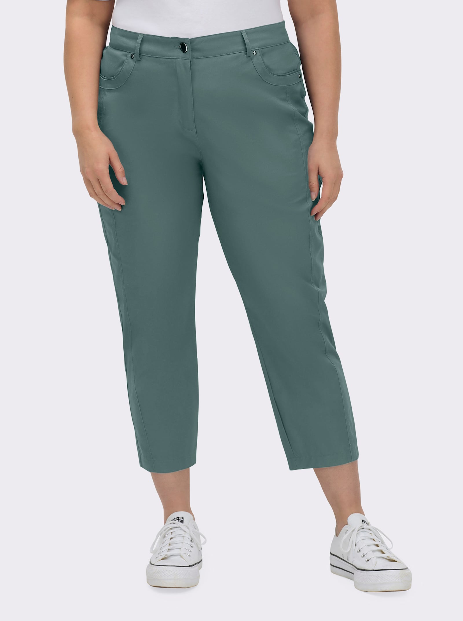 7/8-Jeans mit optisch streckenden Nähten - jadegrün