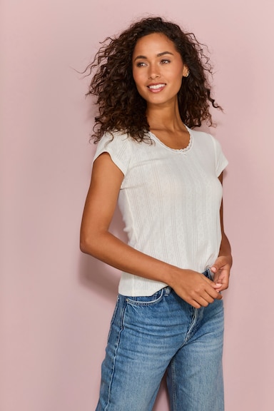 Vivance T-Shirt - schwarz, creme