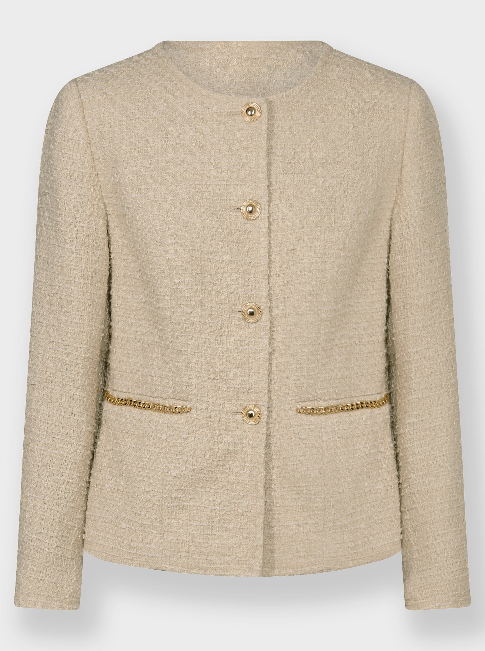 Blejzr z buklé se zlatými detaily - písková