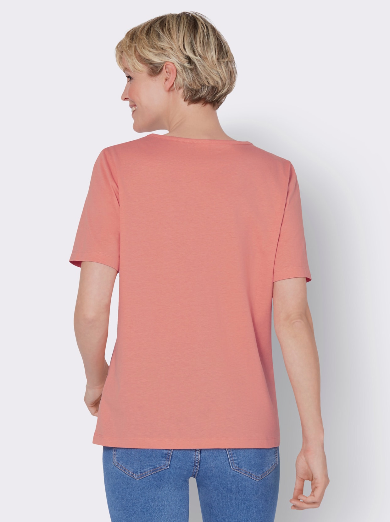 Shirt met V-hals - flamingo