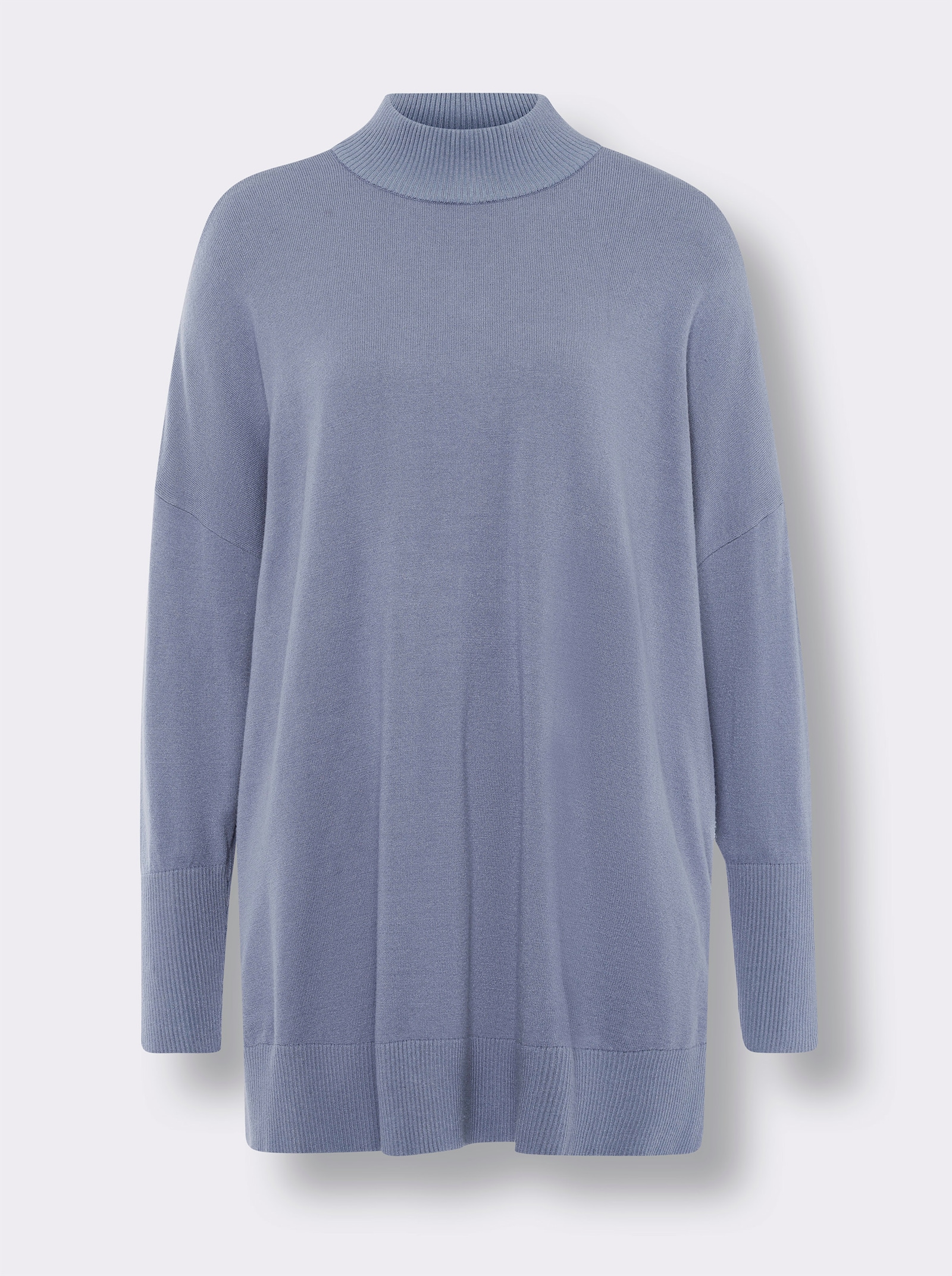 heine Pull à col montant avec patte de boutonnage décorative au dos - bleu tourterelle