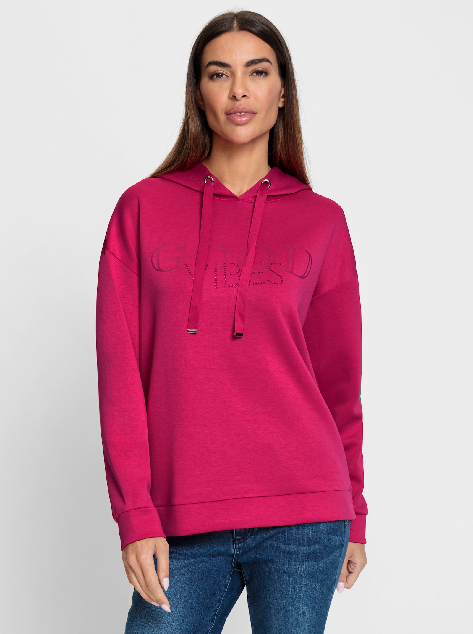 heine Kapuzensweatshirt mit Schriftzug - pink
